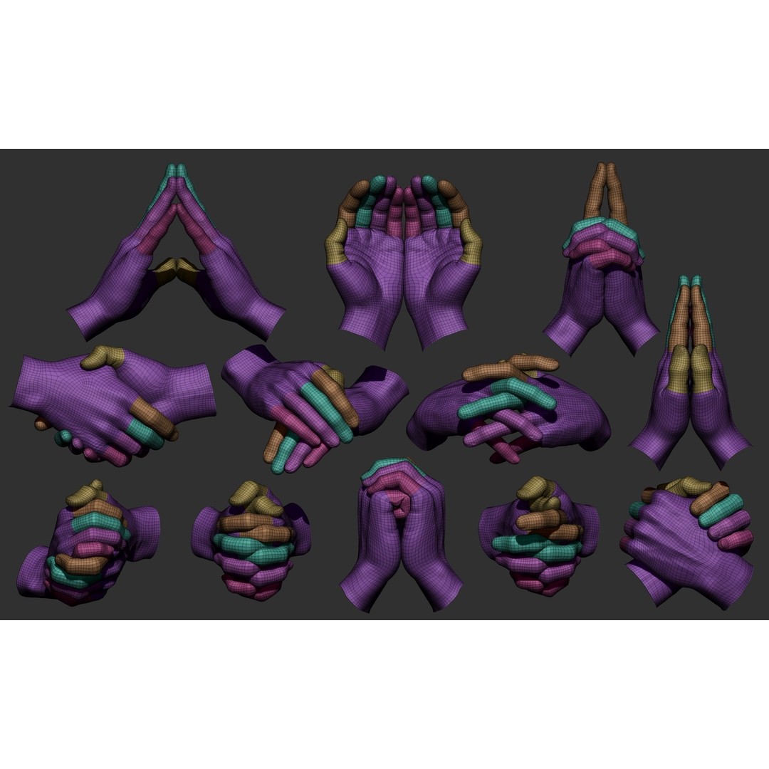 Realistic Male Hand Poses 3D Model – High Poly ZBrush Sculpt, FBX, OBJ - View 5