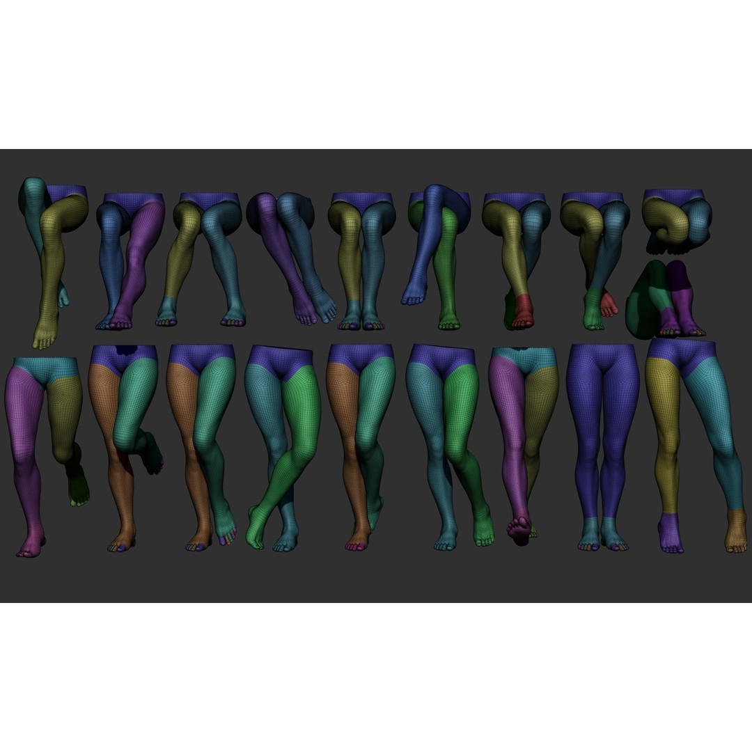 Female Leg Poses 3D Model – Realistic Anatomical Poses, FBX, OBJ - View 3