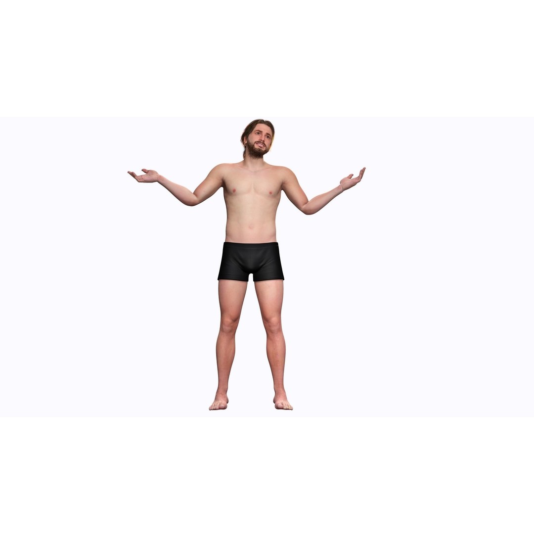Realistic Body Man 3D Model – Low Poly Rigged Character, FBX, Blender - View 5