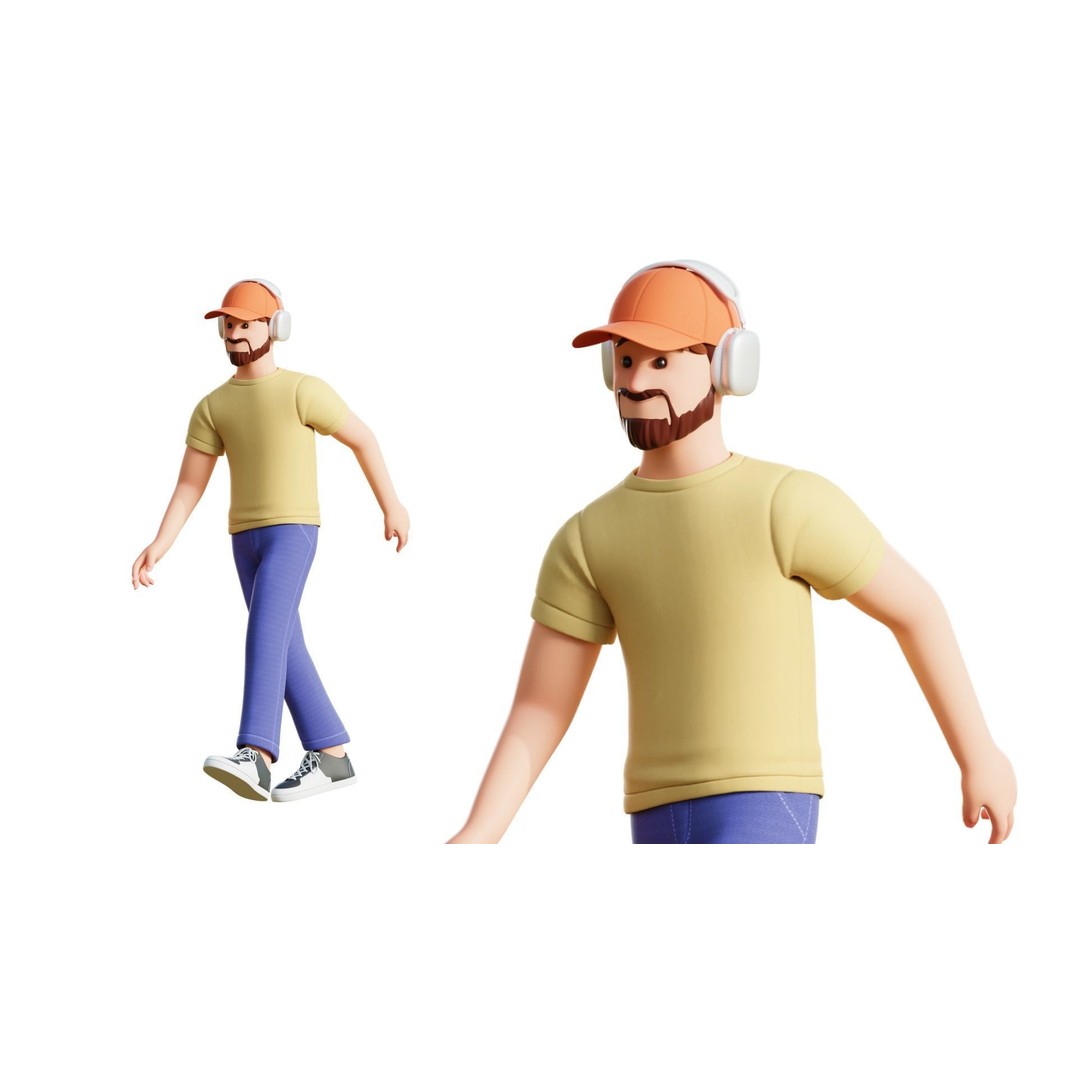 Cartoon Software Developer 3D Model – Low Poly Rigged Character, FBX, Blender - View 12