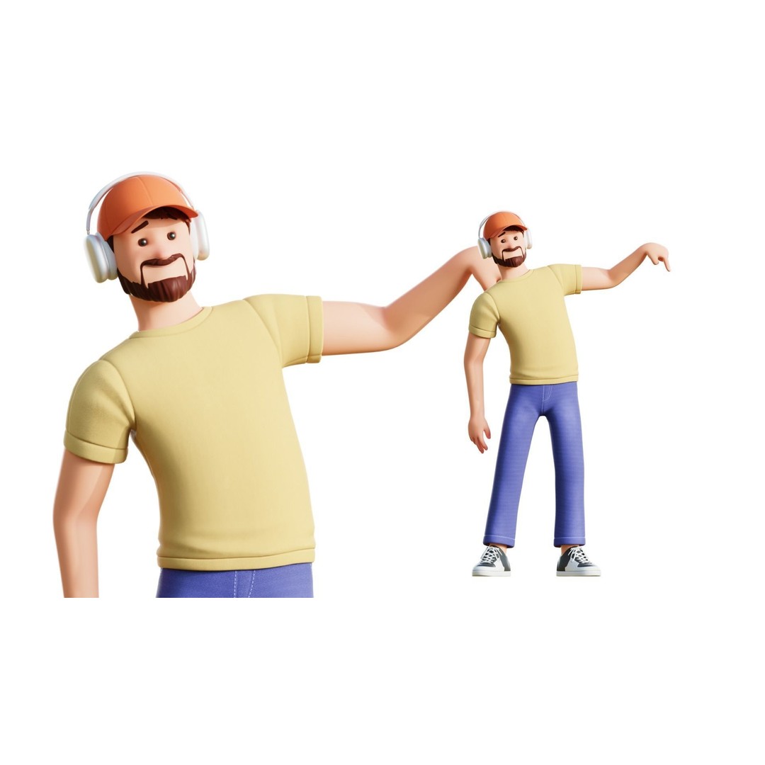 Cartoon Software Developer 3D Model – Low Poly Rigged Character, FBX, Blender - View 22