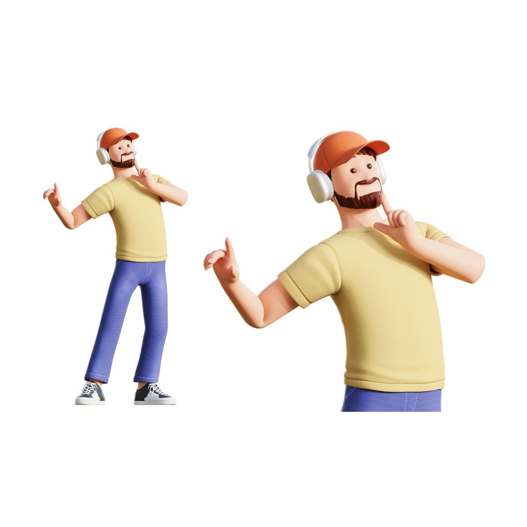 Cartoon Software Developer 3D Model – Low Poly Rigged Character, FBX, Blender - View 35