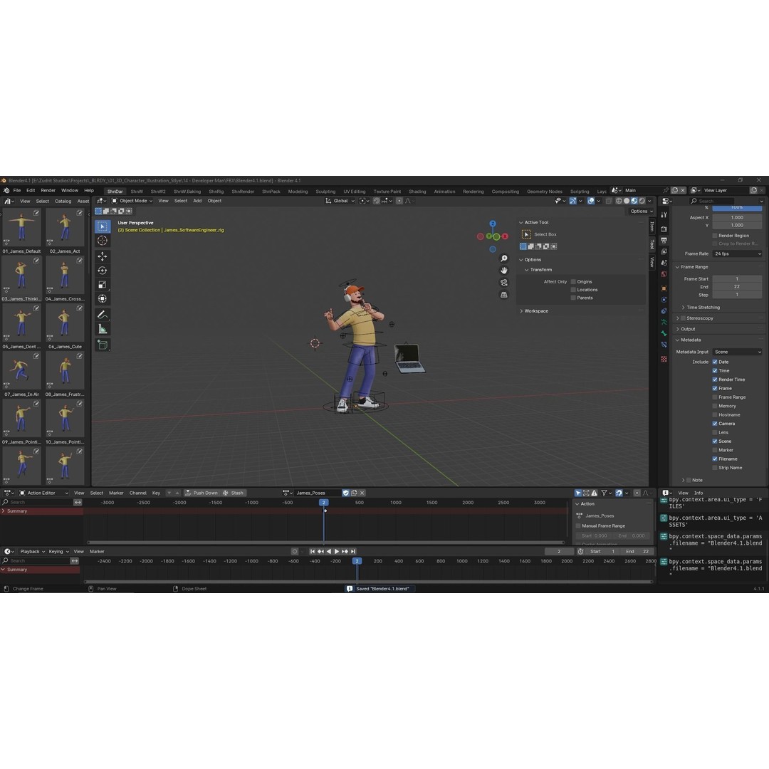 Cartoon Software Developer 3D Model – Low Poly Rigged Character, FBX, Blender - View 36