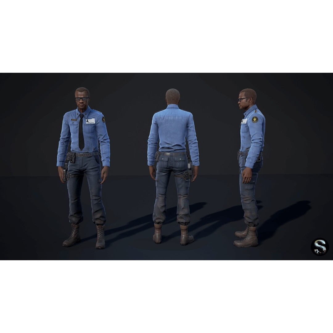Personnel 3D Model – Low Poly Game Asset, Rigged for Unreal Engine - View 12
