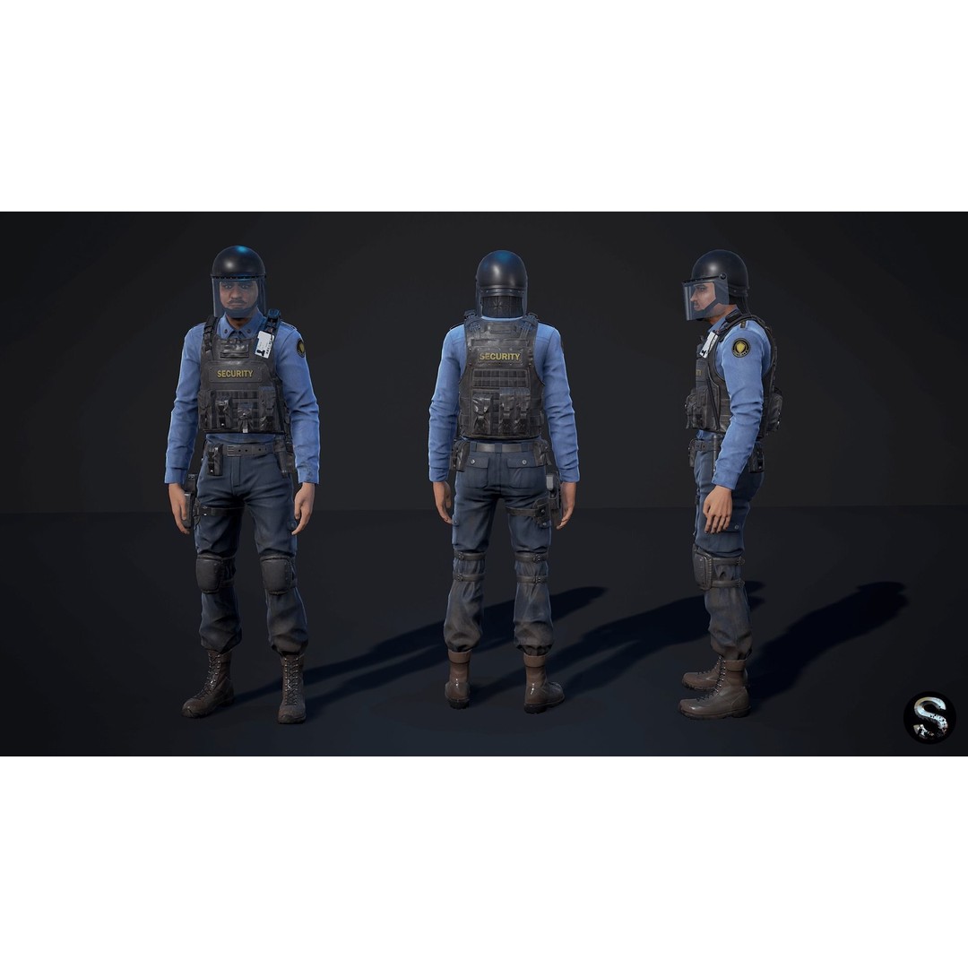 Personnel 3D Model – Low Poly Game Asset, Rigged for Unreal Engine - View 13