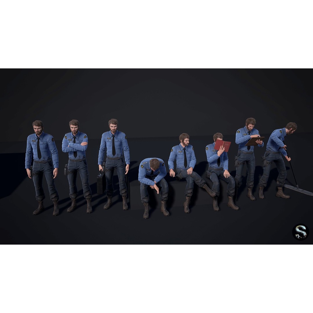 Personnel 3D Model – Low Poly Game Asset, Rigged for Unreal Engine - View 6