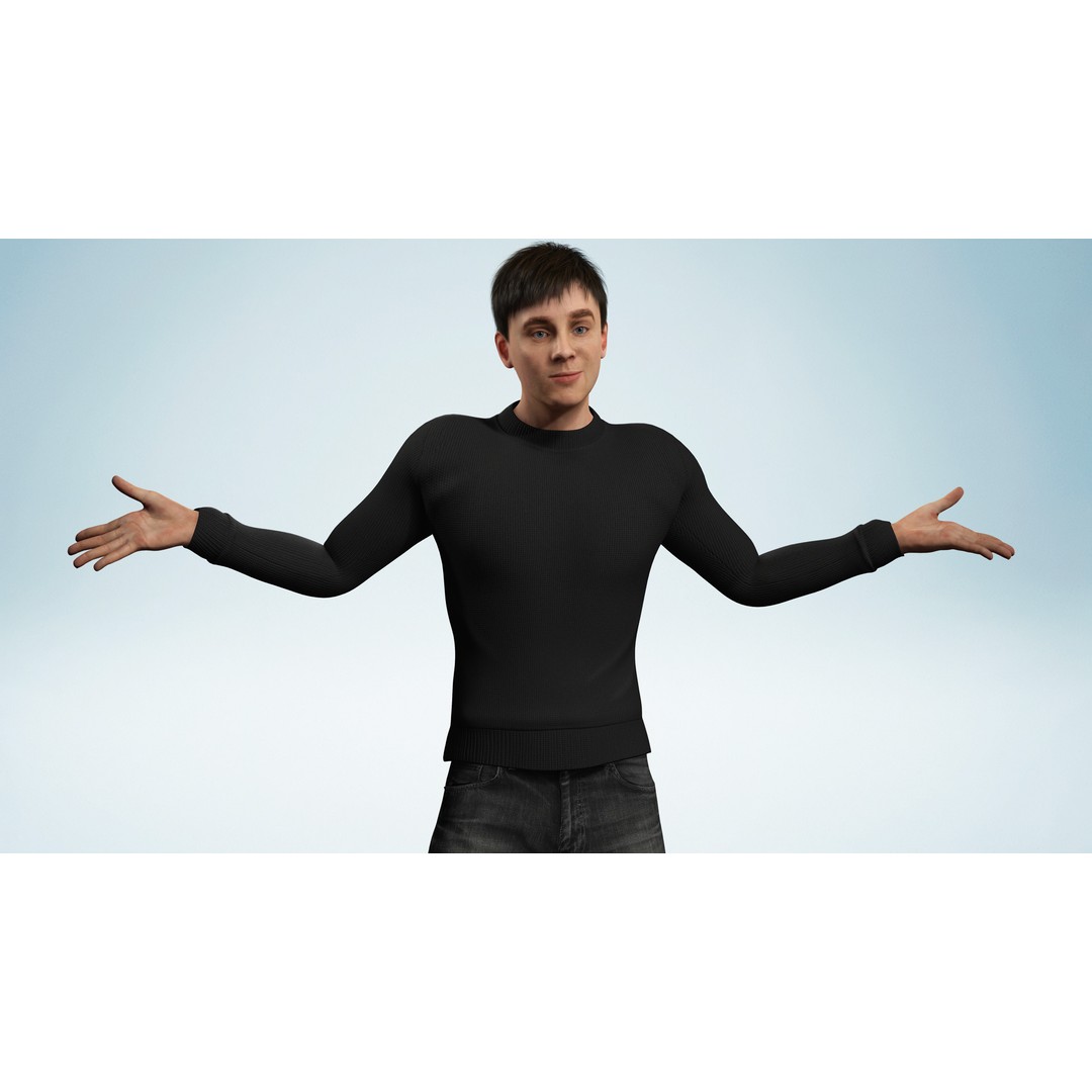 Realistic Young Man 3D Model – Low Poly Rigged Character, FBX - View 11