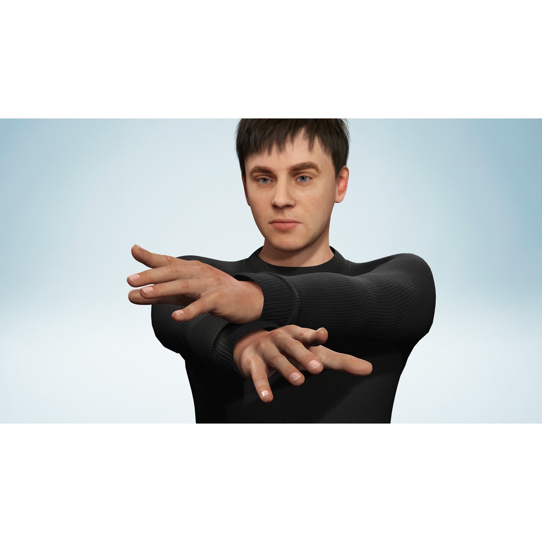 Realistic Young Man 3D Model – Low Poly Rigged Character, FBX - View 12