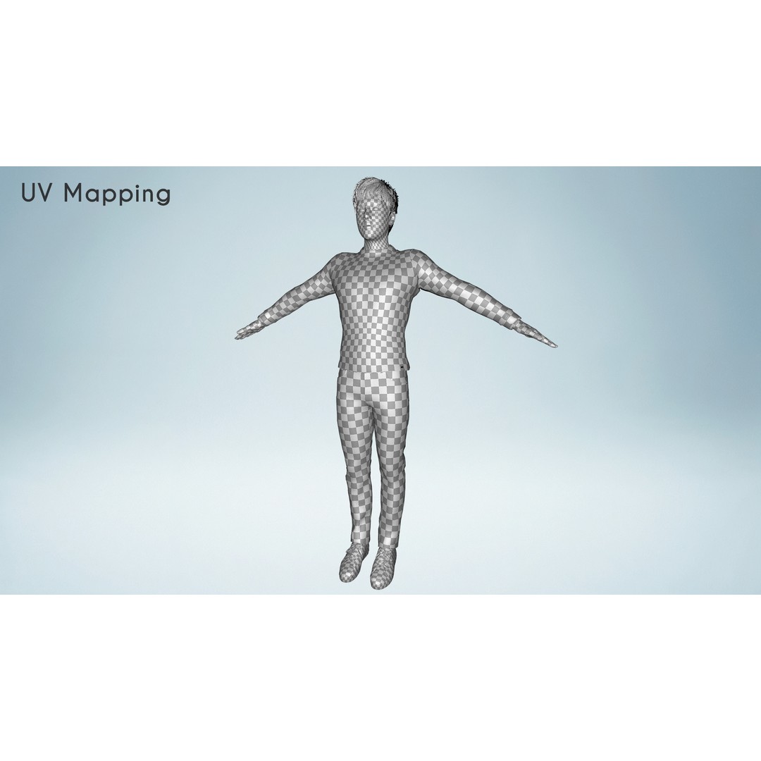 Realistic Young Man 3D Model – Low Poly Rigged Character, FBX - View 25