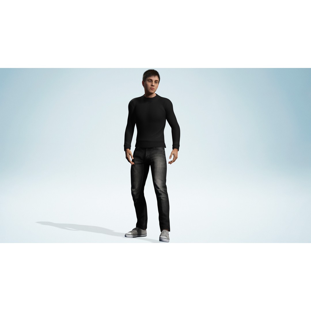 Realistic Young Man 3D Model – Low Poly Rigged Character, FBX - View 4
