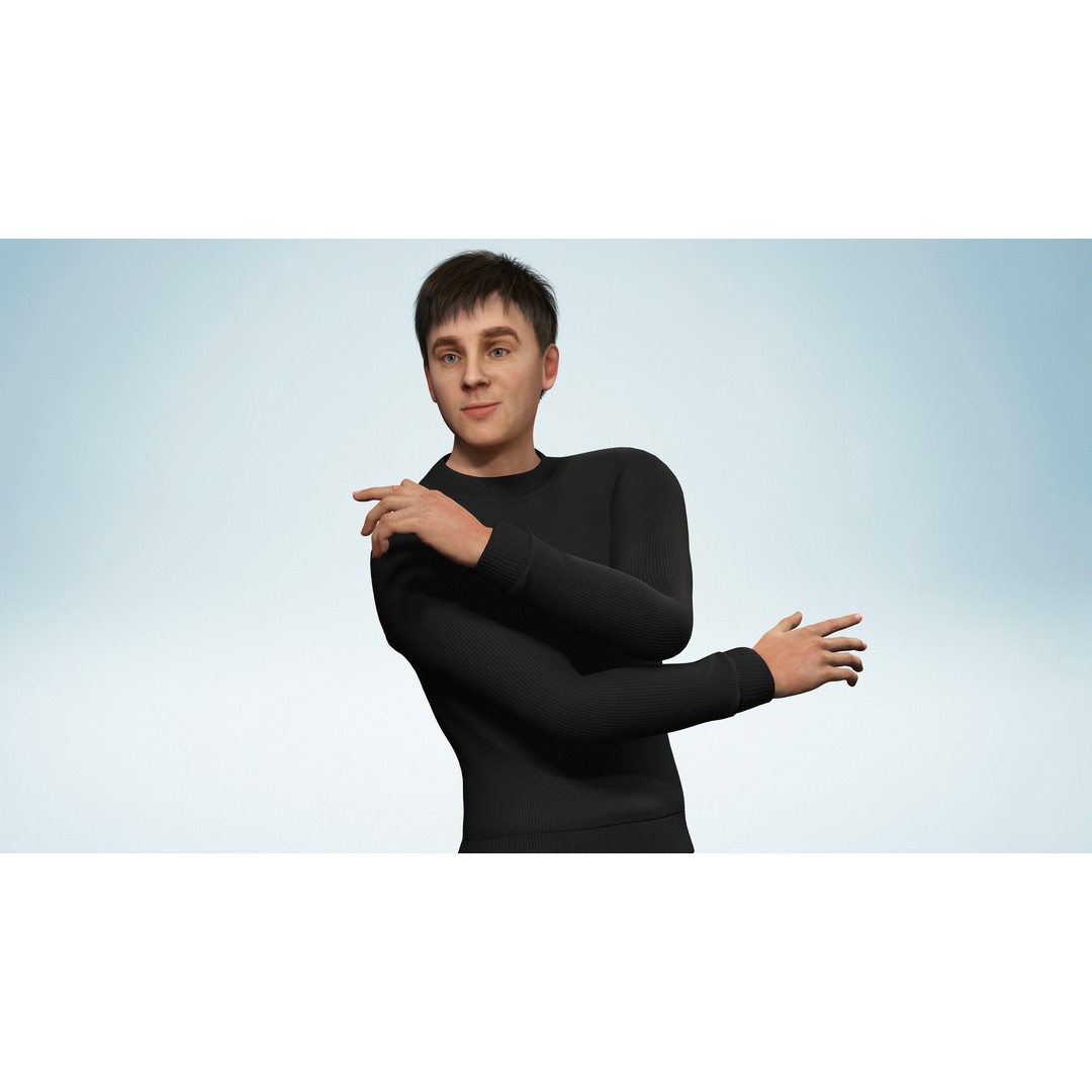 Realistic Young Man 3D Model – Low Poly Rigged Character, FBX - View 7