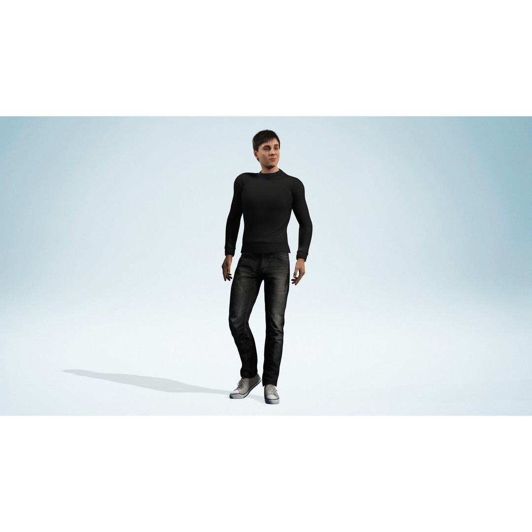 Realistic Young Man 3D Model – Low Poly Rigged Character, FBX - View 8