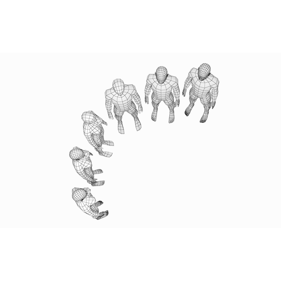 Natural Human Base Mesh 3D Model – Low Poly Bundle for Animation, FBX - View 5