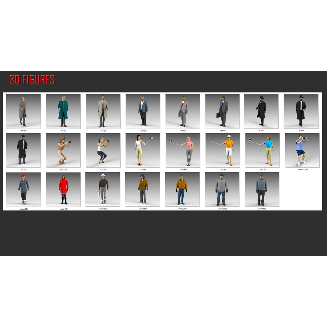 Low Poly People 3D Model – Character Collection for Archviz, FBX