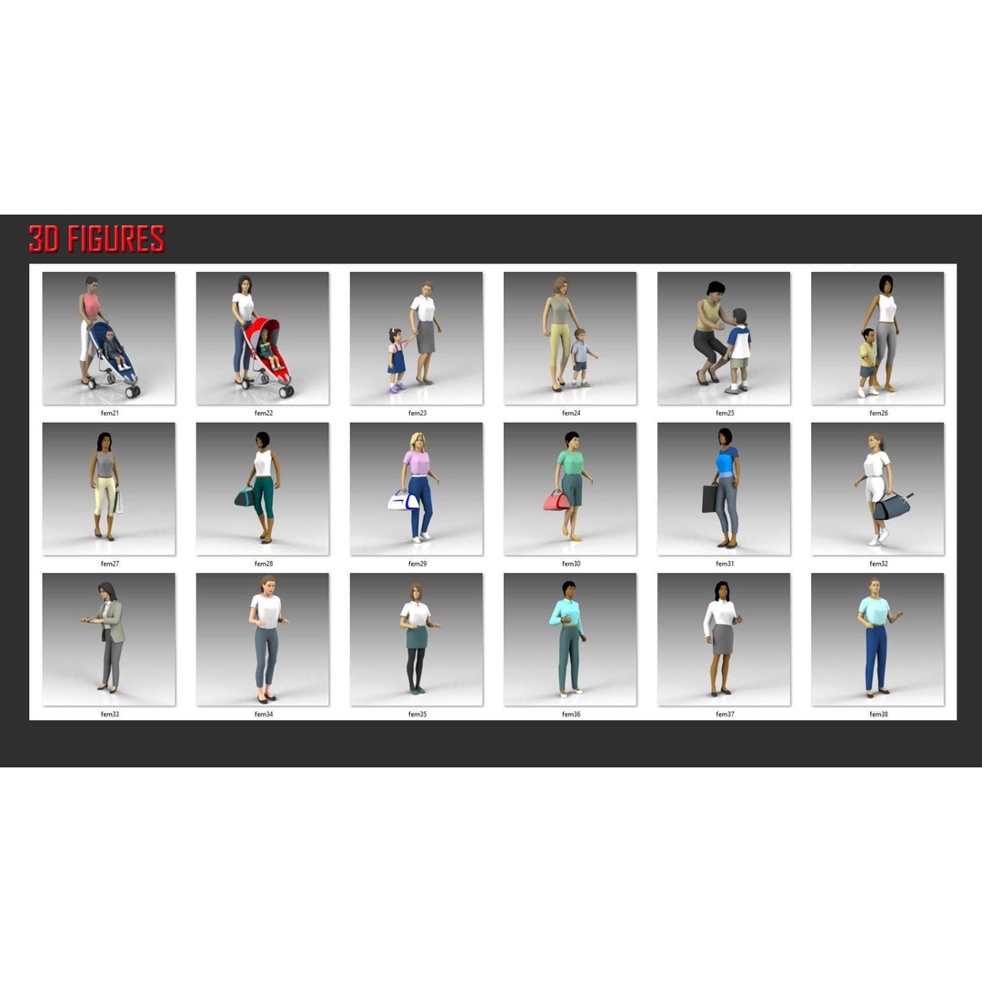Low Poly People 3D Model – Character Collection for Archviz, FBX - View 10