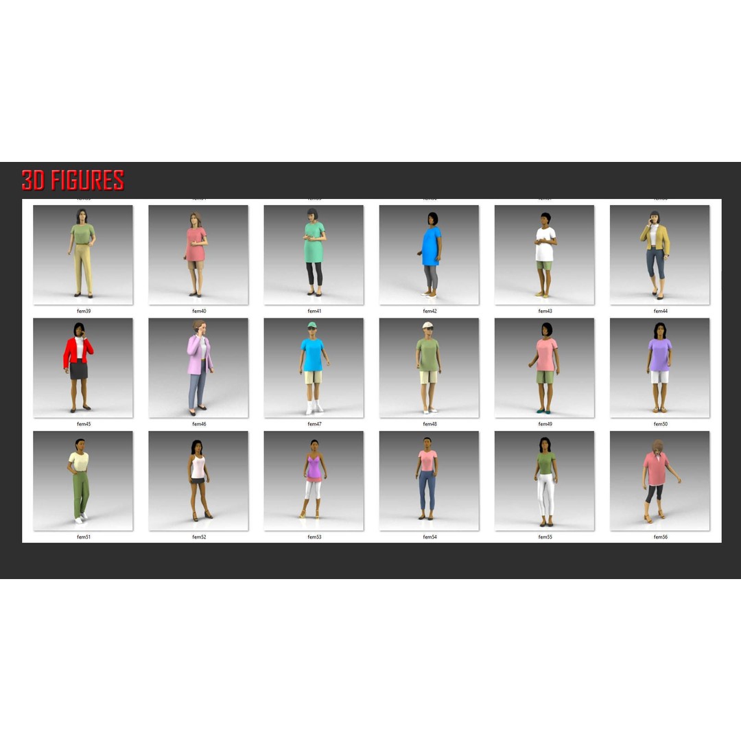 Low Poly People 3D Model – Character Collection for Archviz, FBX - View 11