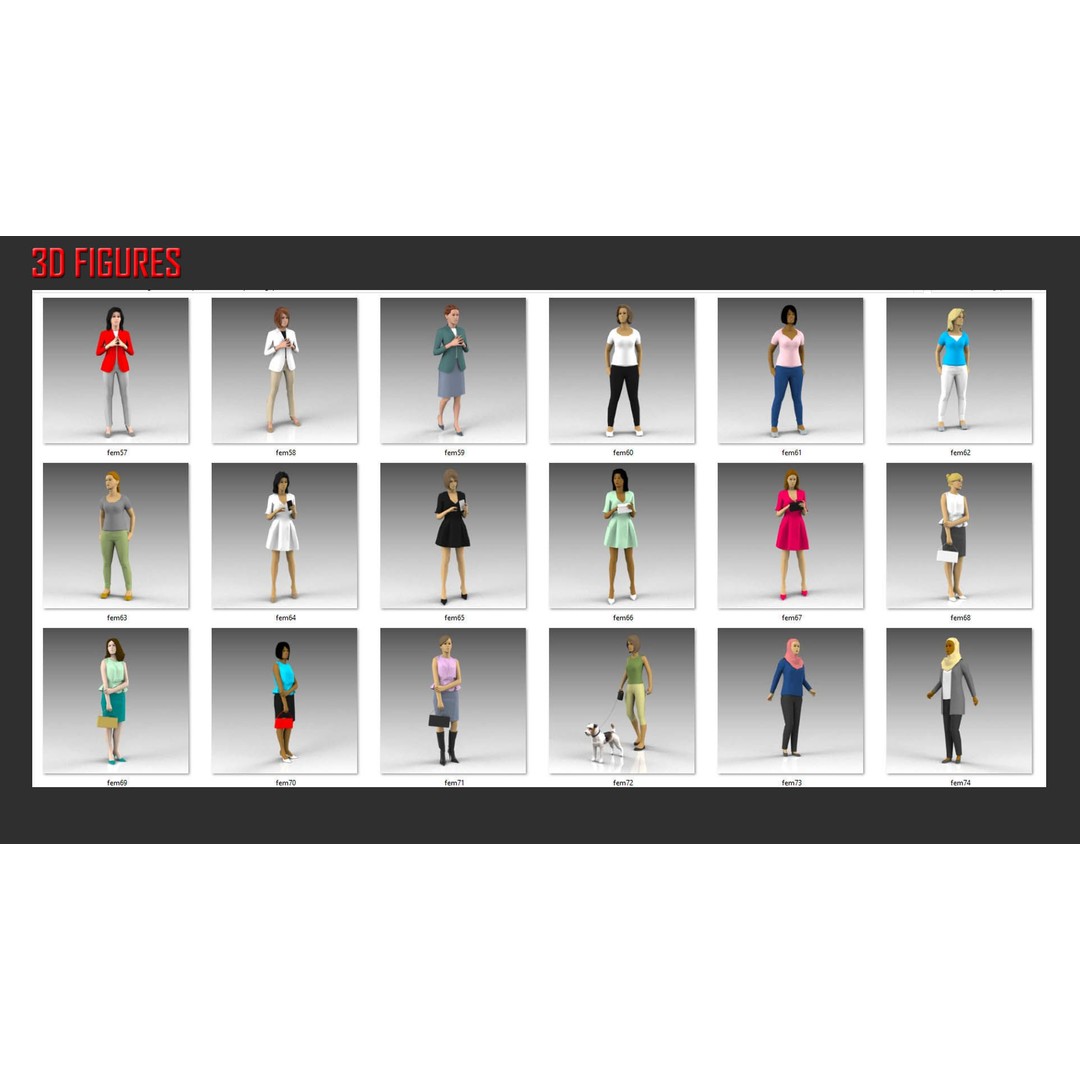 Low Poly People 3D Model – Character Collection for Archviz, FBX - View 12