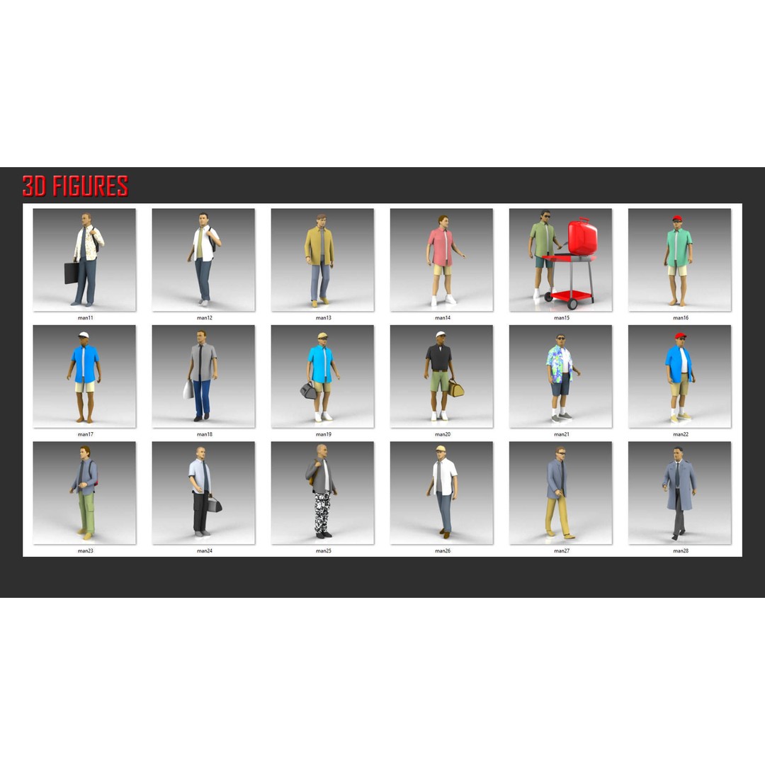Low Poly People 3D Model – Character Collection for Archviz, FBX - View 14