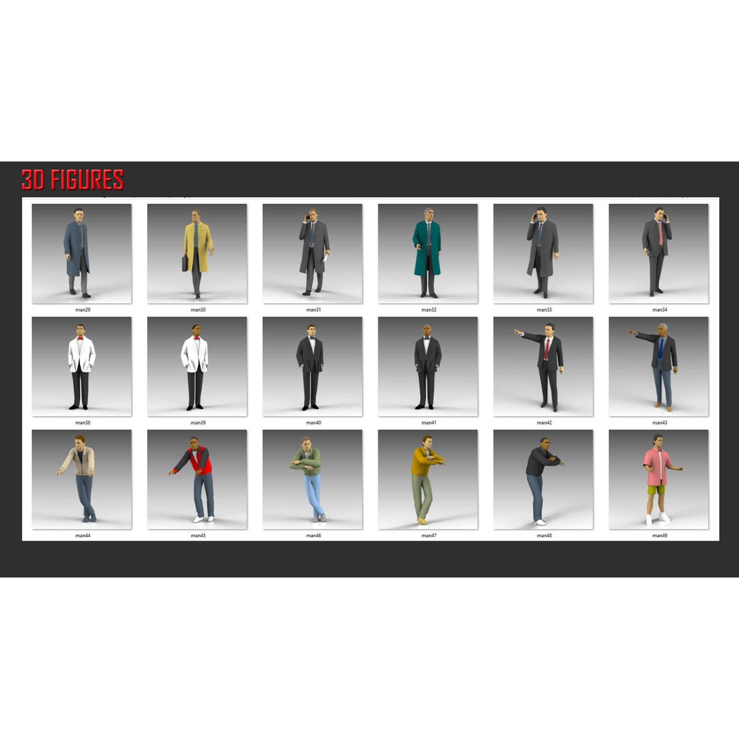 Low Poly People 3D Model – Character Collection for Archviz, FBX - View 15