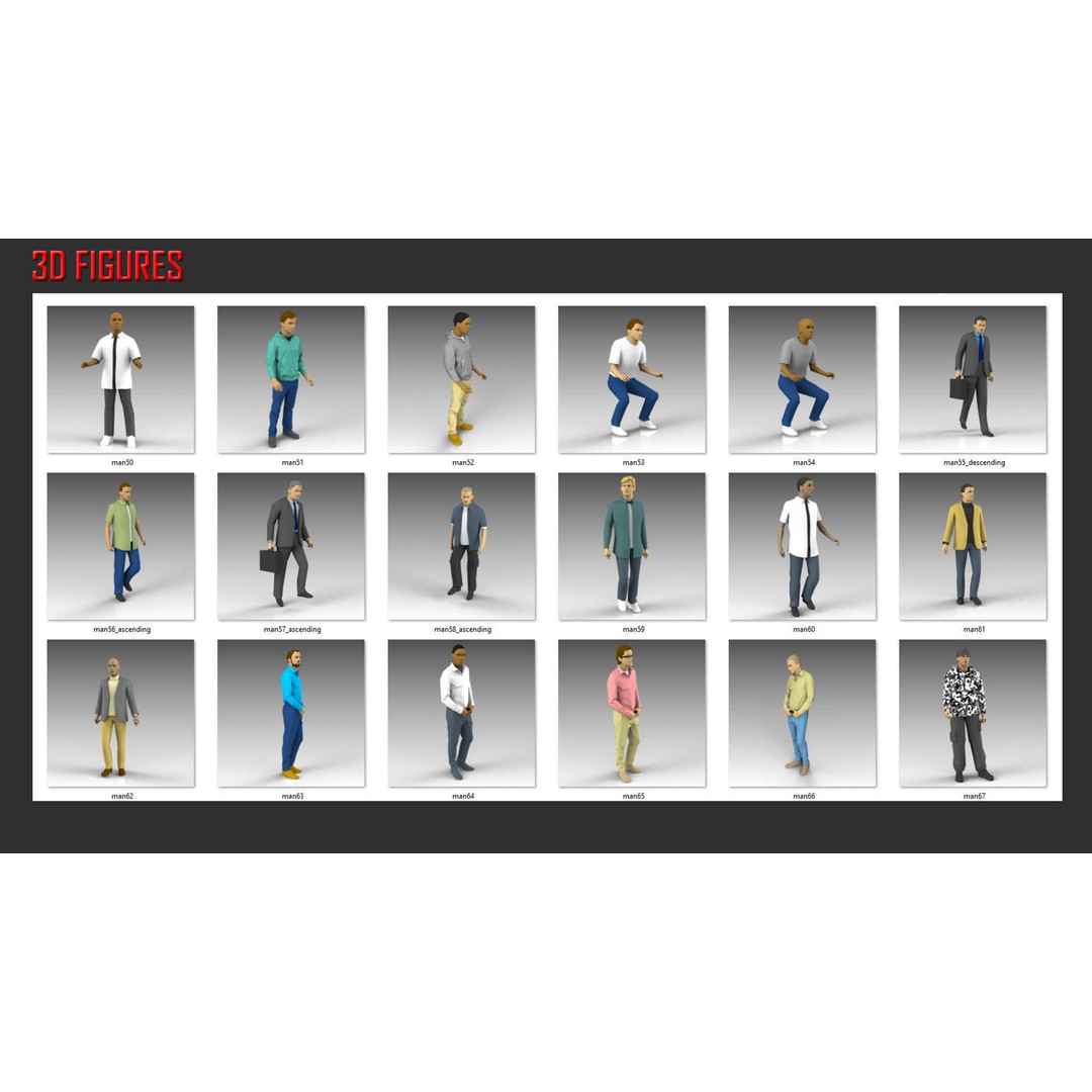 Low Poly People 3D Model – Character Collection for Archviz, FBX - View 16