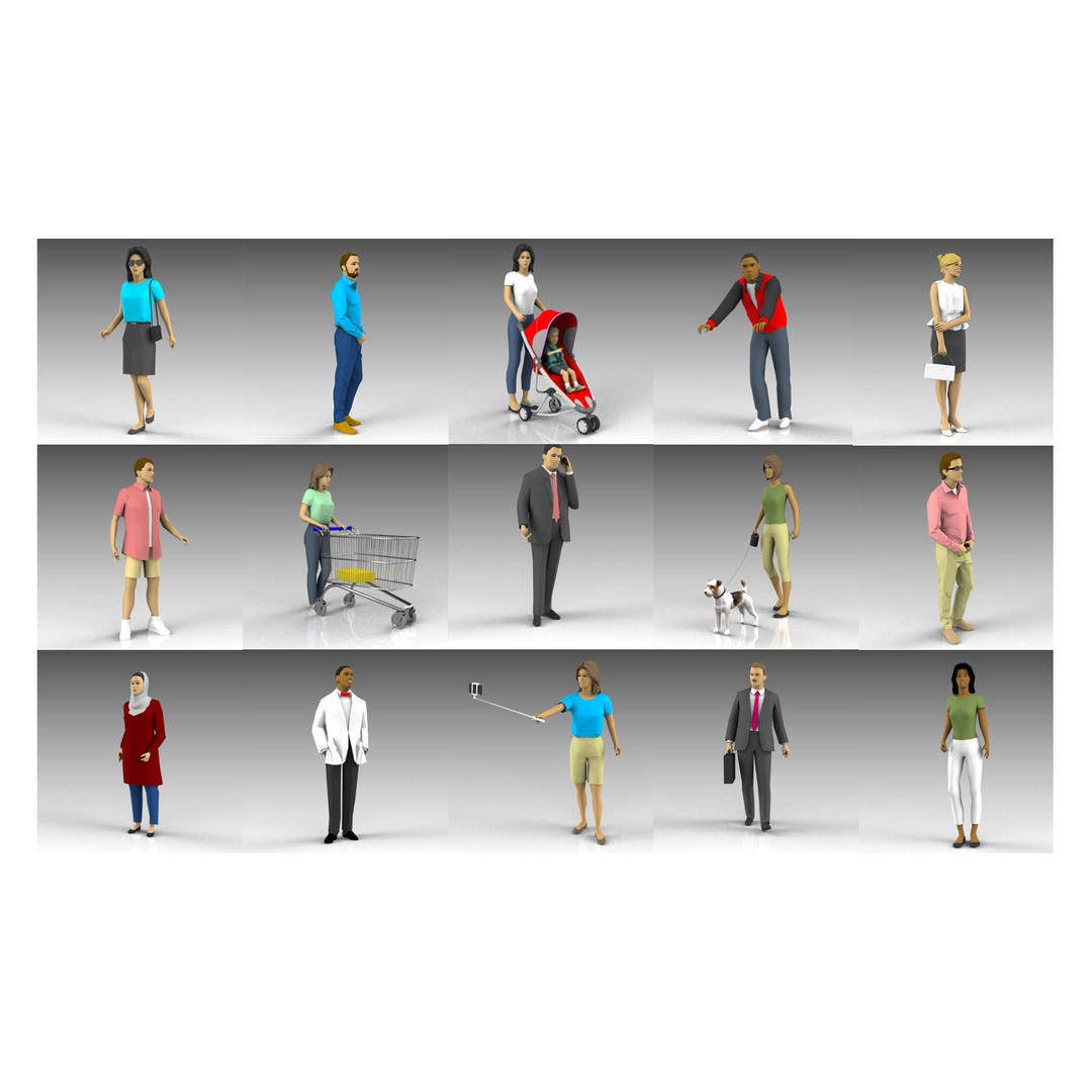 Low Poly People 3D Model – Character Collection for Archviz, FBX - View 5