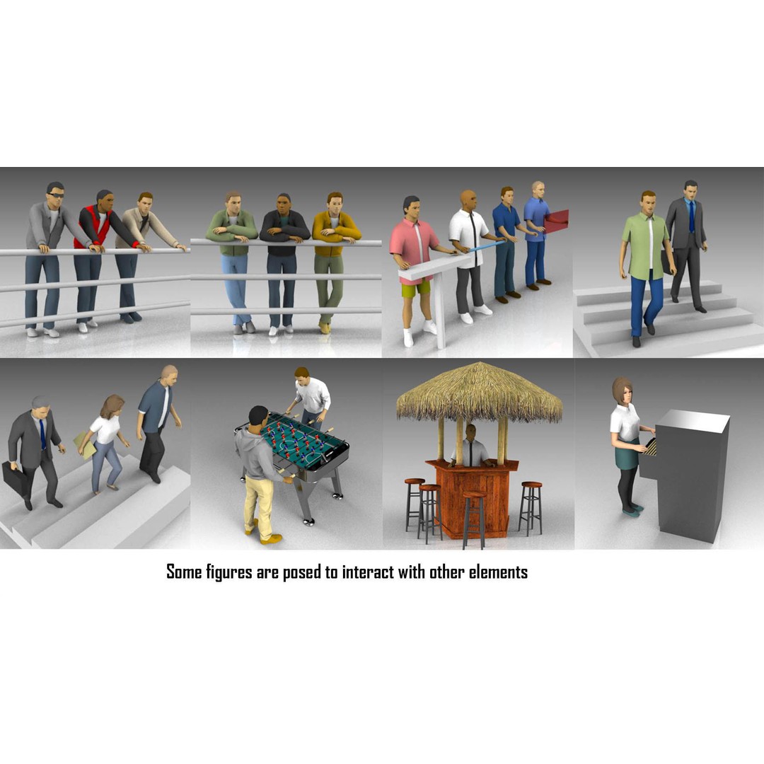 Low Poly People 3D Model – Character Collection for Archviz, FBX - View 6