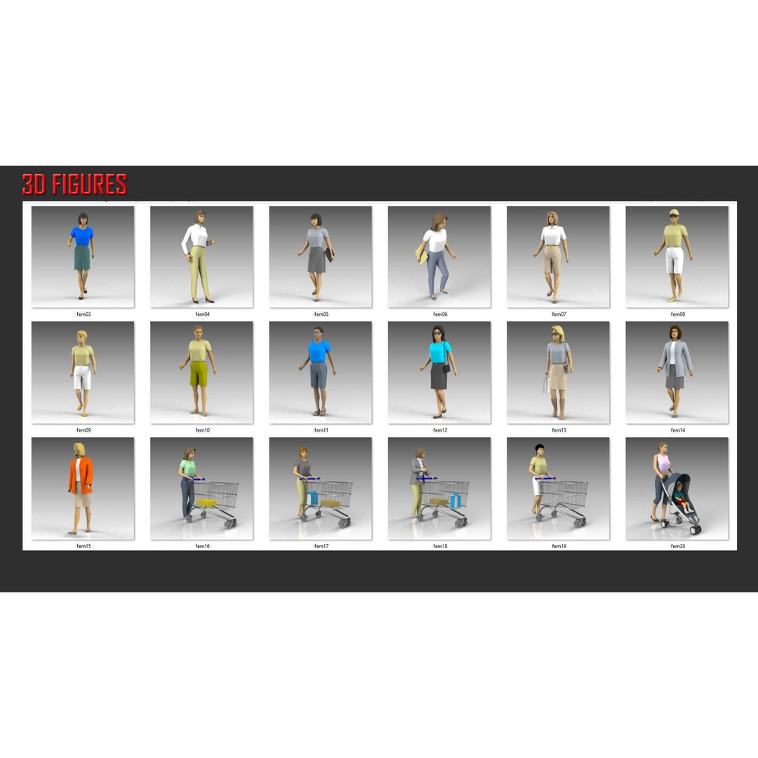 Low Poly People 3D Model – Character Collection for Archviz, FBX - View 9