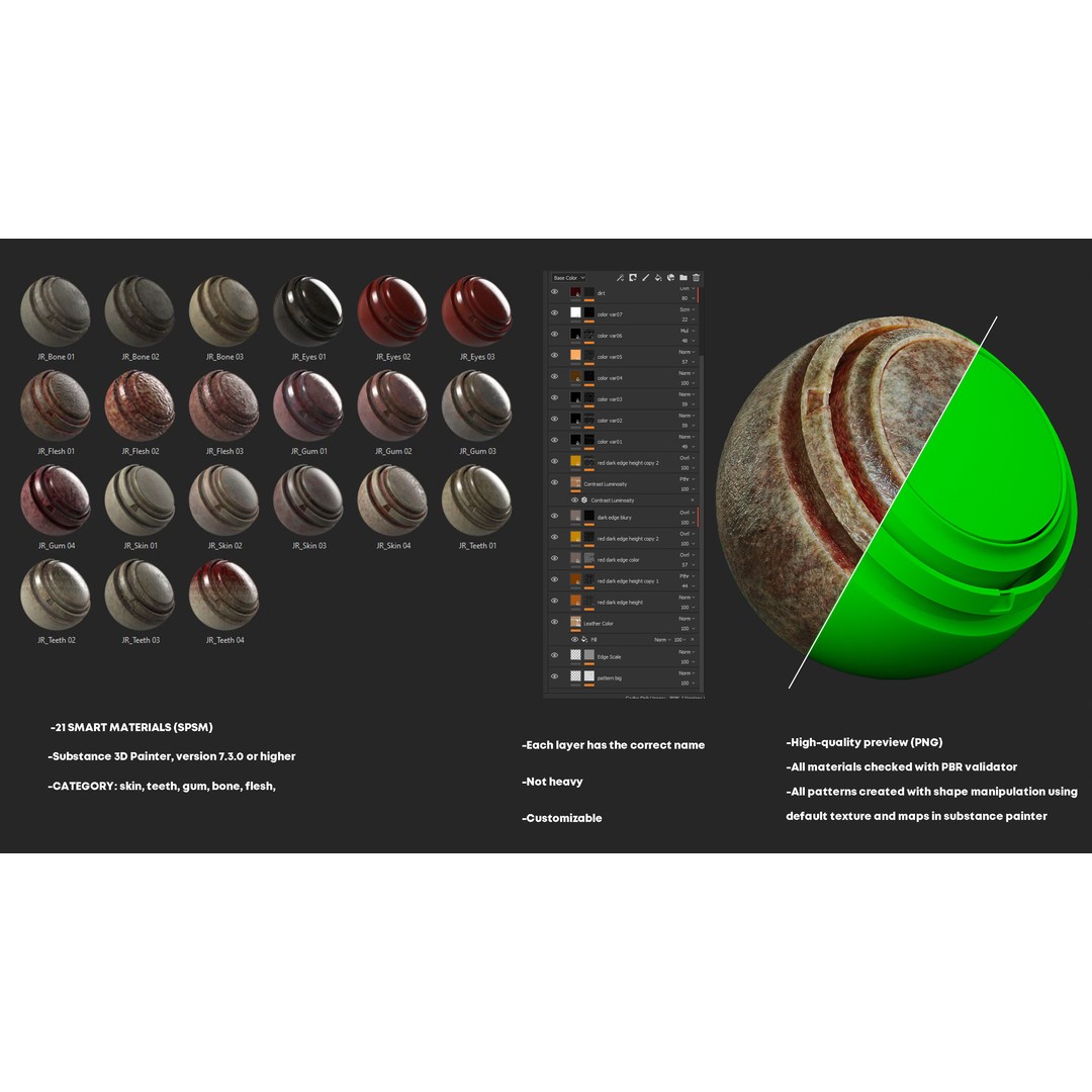 Horror Smart Materials 3D Model – Creepy Textures for Substance Painter - View 3