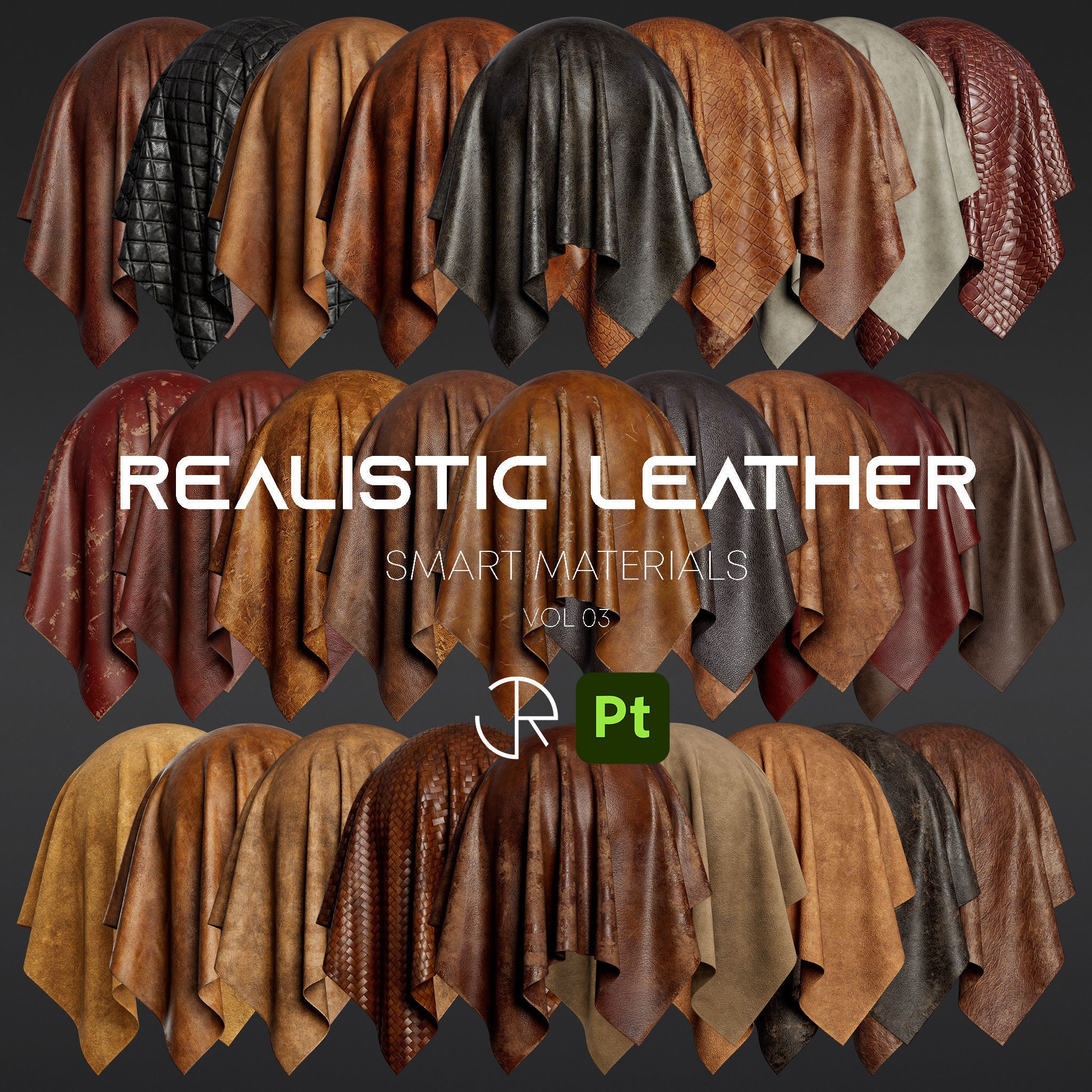 Realistic Leather Smart Materials for Substance Painter - 3D Model - View 15