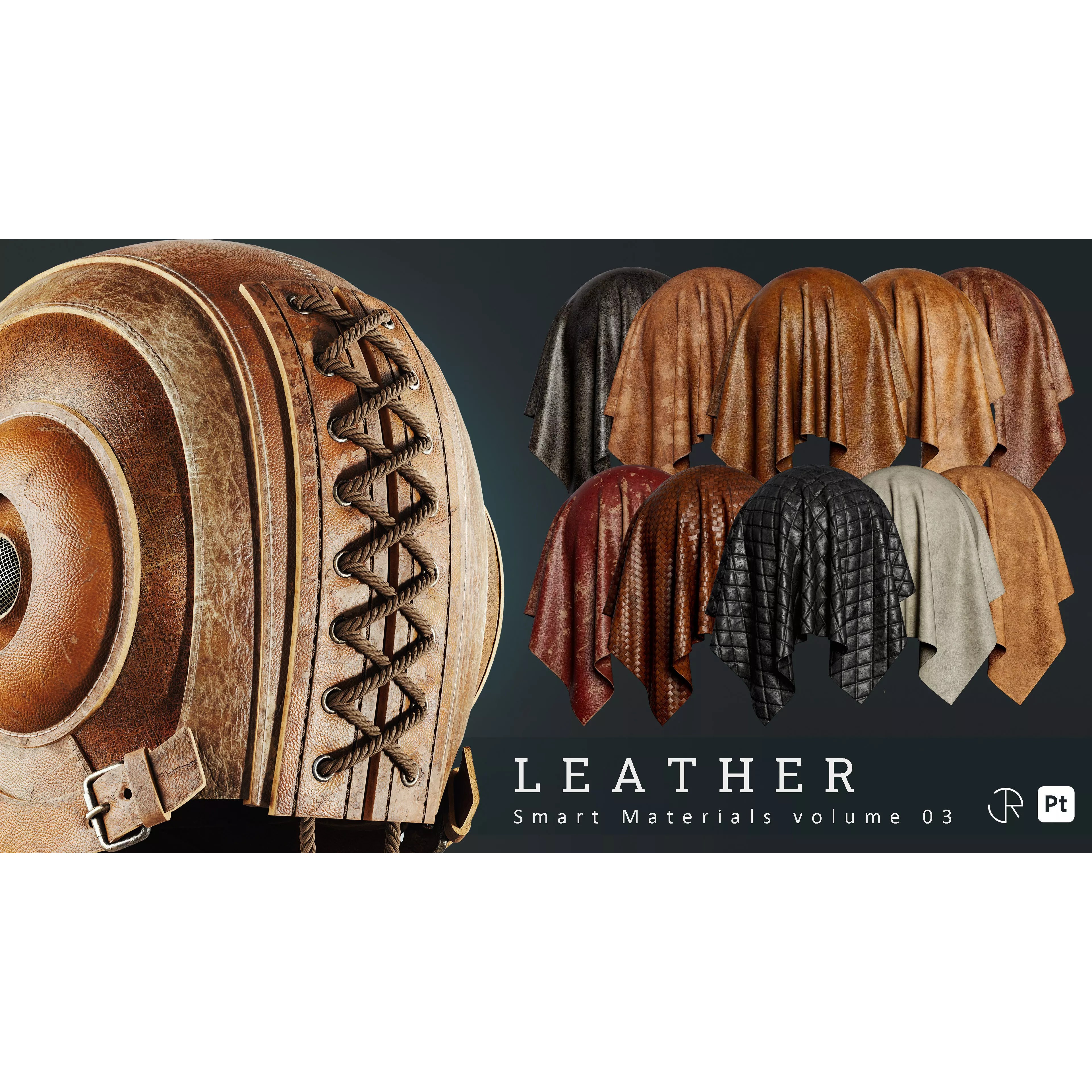 Realistic Leather Smart Materials for Substance Painter - 3D Model - View 2