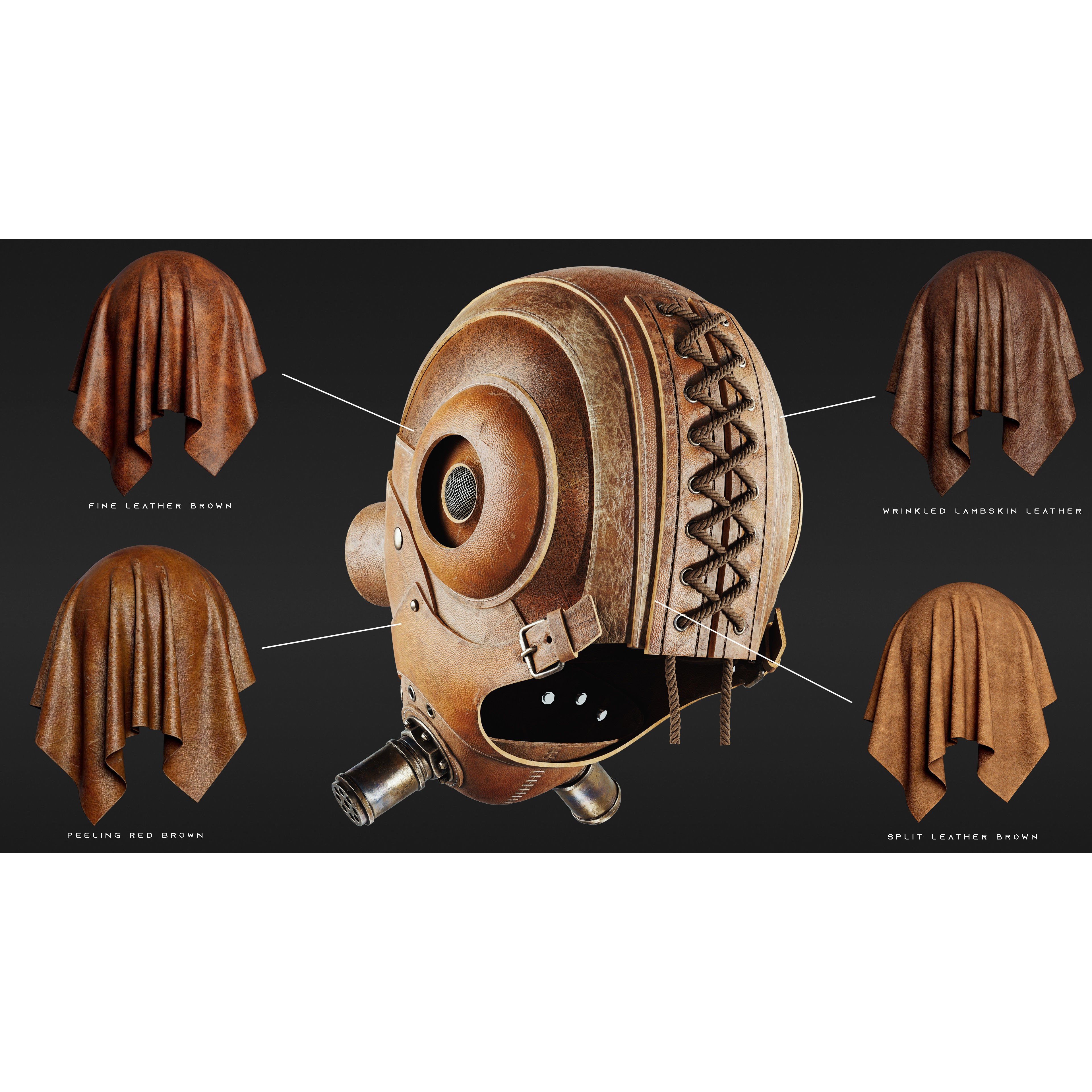 Realistic Leather Smart Materials for Substance Painter - 3D Model - View 3