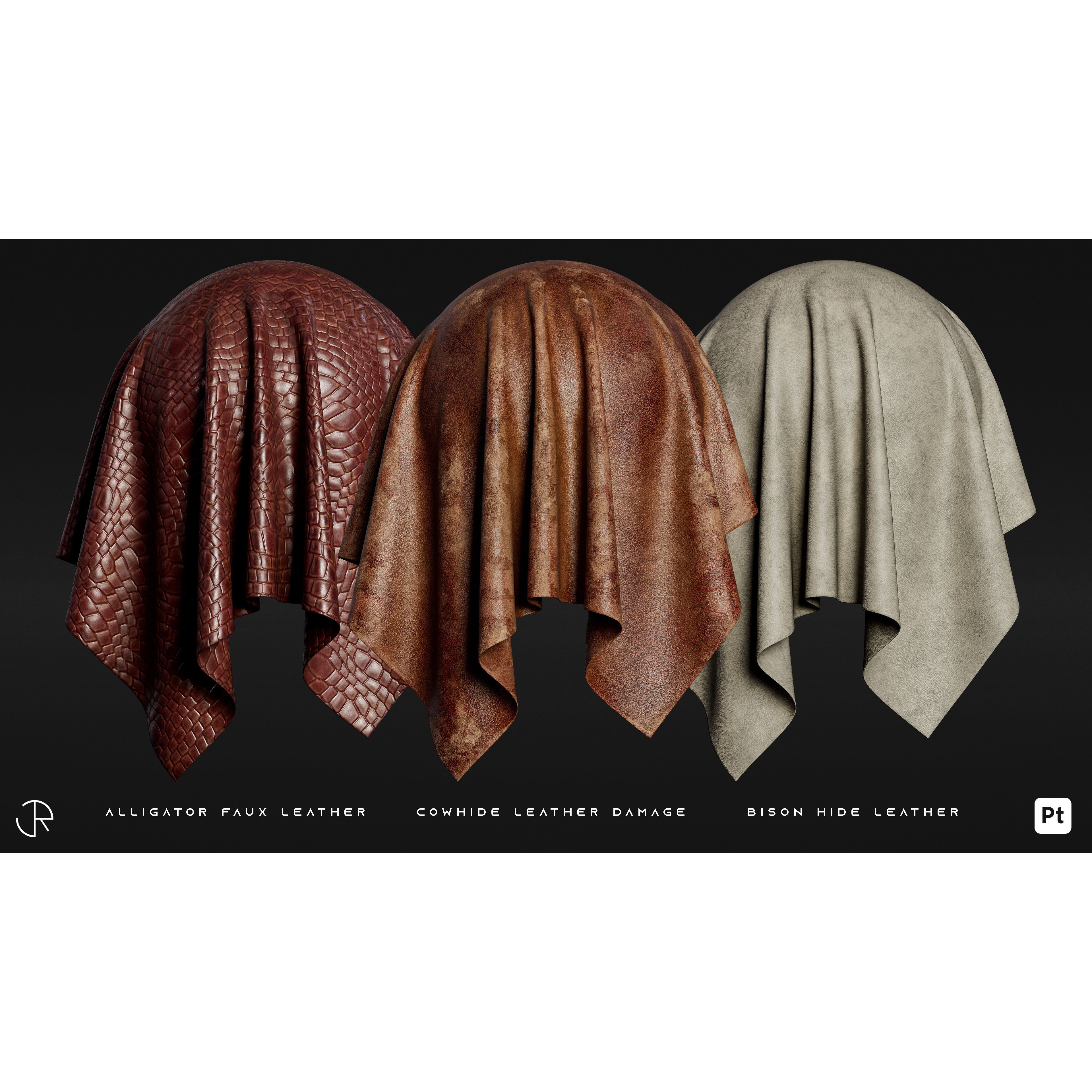Realistic Leather Smart Materials for Substance Painter - 3D Model - View 5