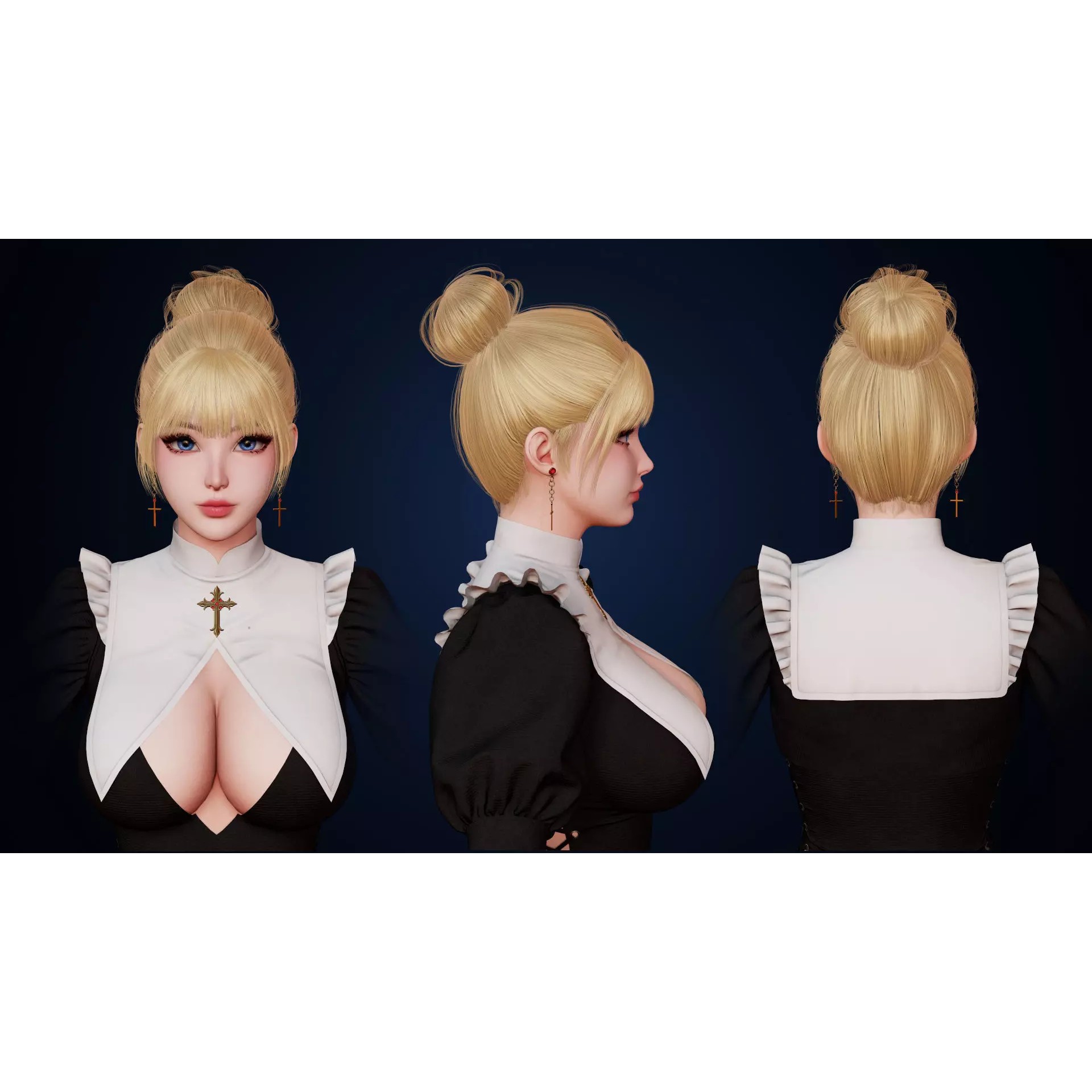 Nun Celestia - Low-Poly Game-Ready 3D Model - View 16