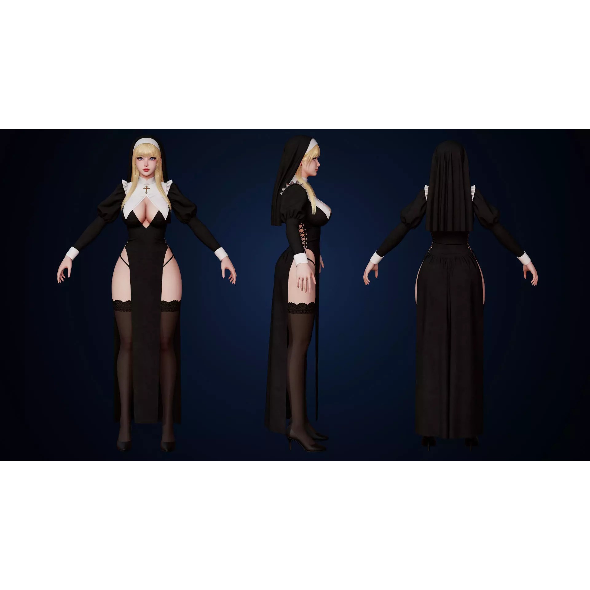 Nun Celestia - Low-Poly Game-Ready 3D Model - View 17
