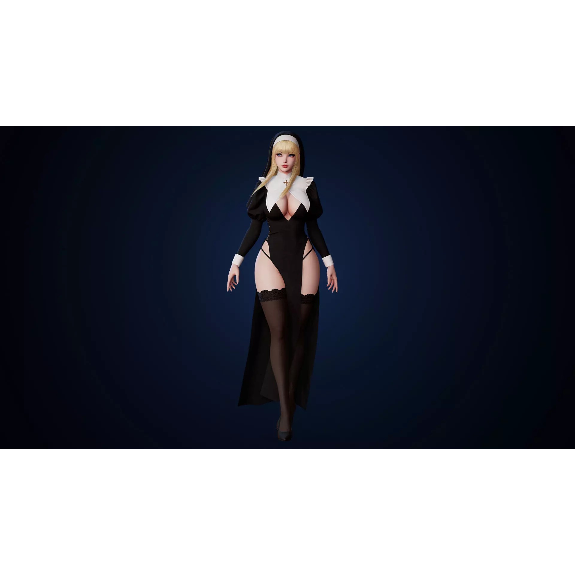 Nun Celestia - Low-Poly Game-Ready 3D Model - View 3