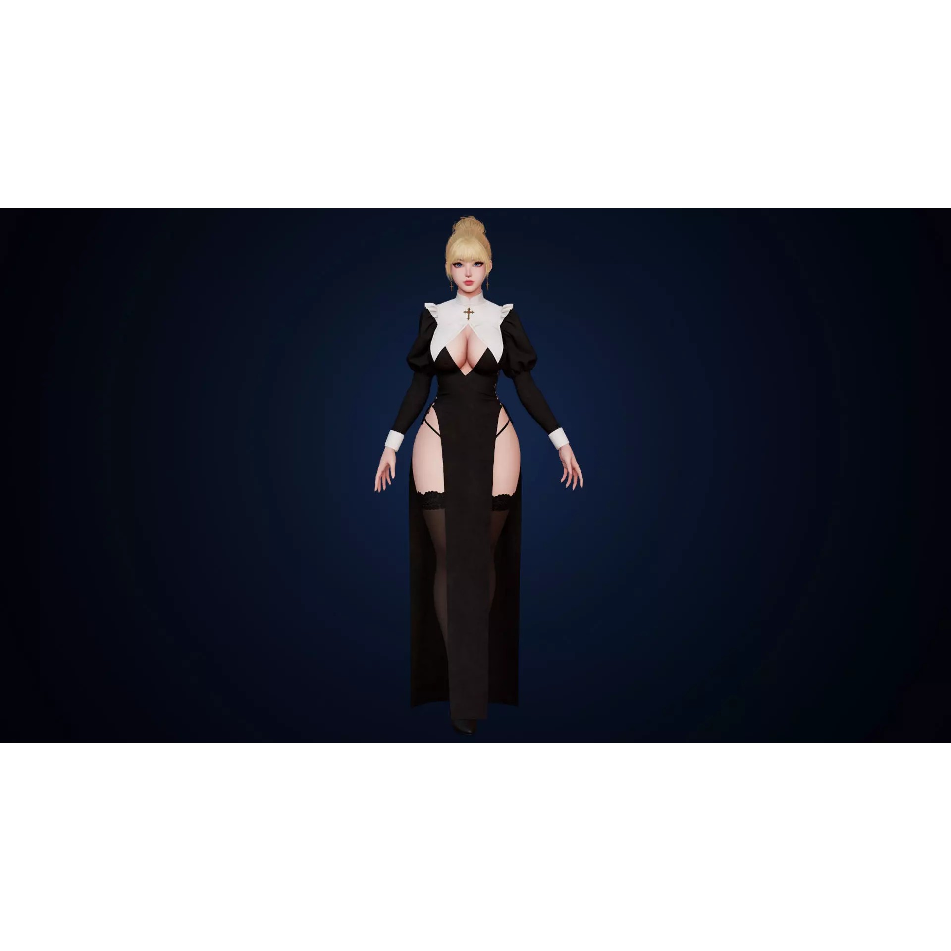 Nun Celestia - Low-Poly Game-Ready 3D Model - View 5