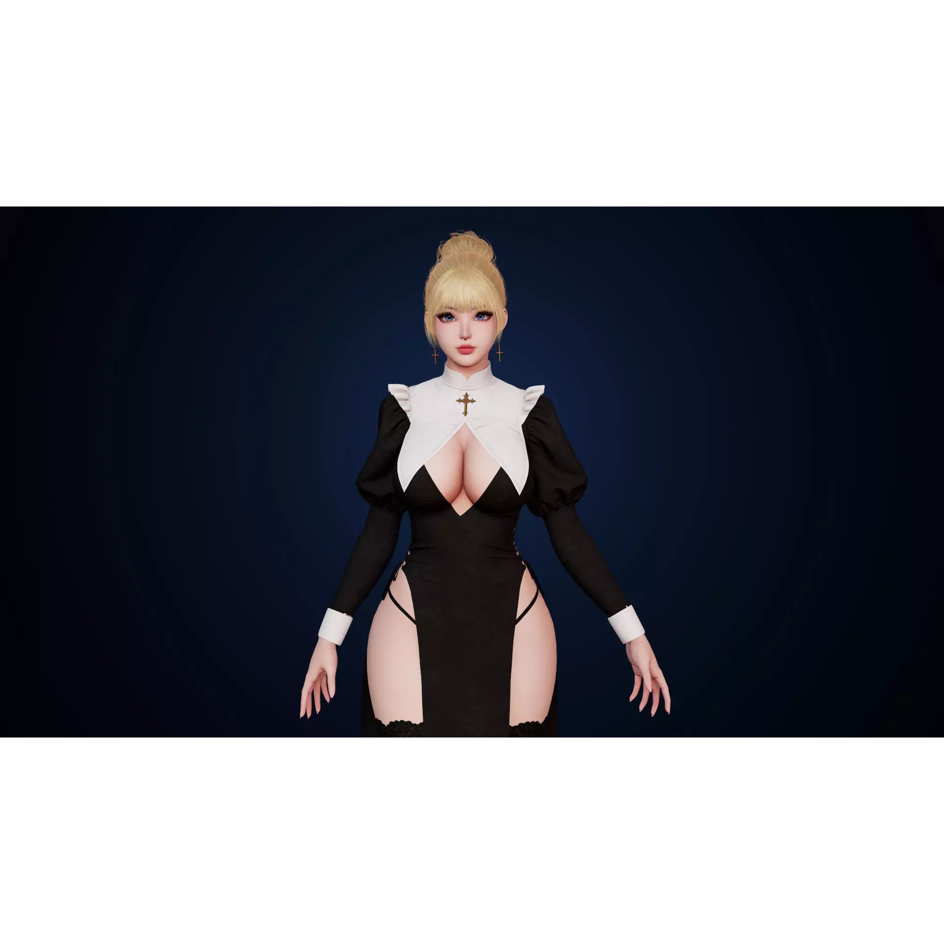 Nun Celestia - Low-Poly Game-Ready 3D Model - View 6