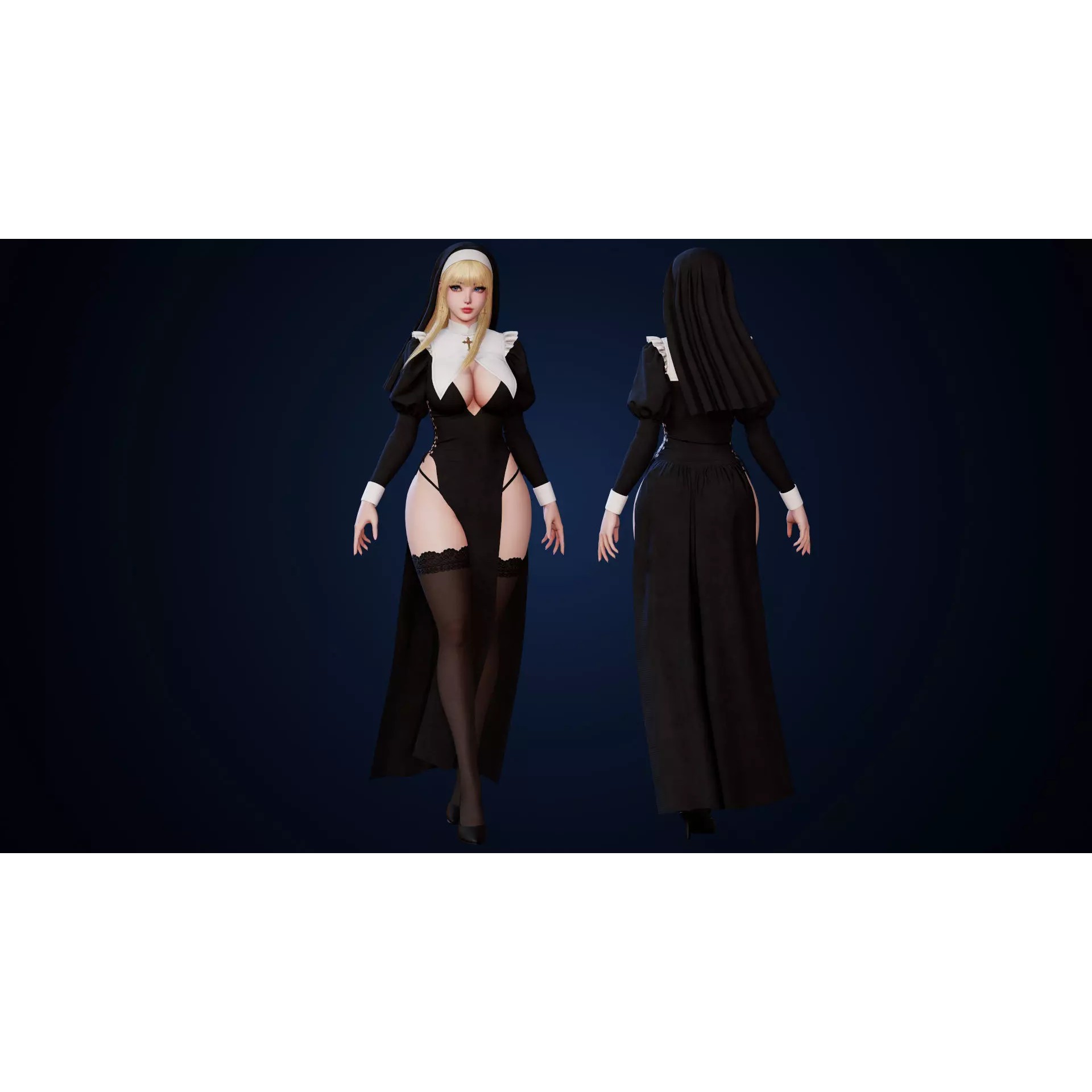 Nun Celestia - Low-Poly Game-Ready 3D Model - View 7