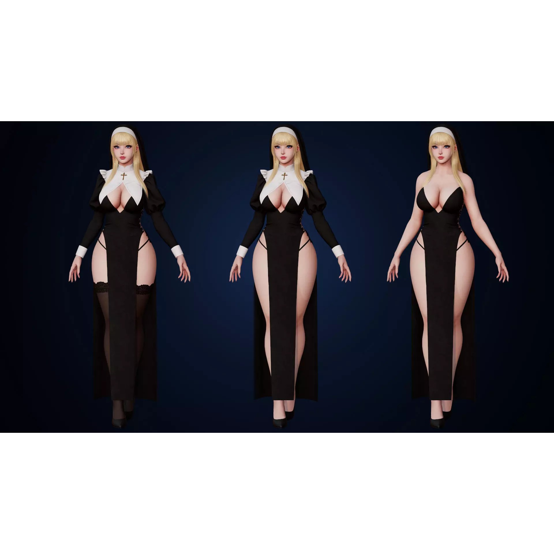Nun Celestia - Low-Poly Game-Ready 3D Model - View 8