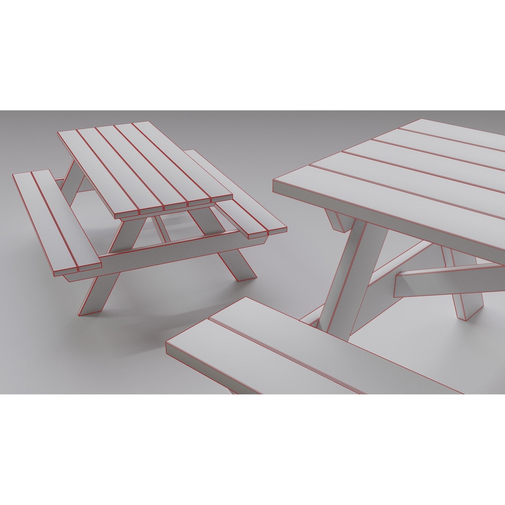 Picnic Table - Low-Poly Game-Ready 3D Model