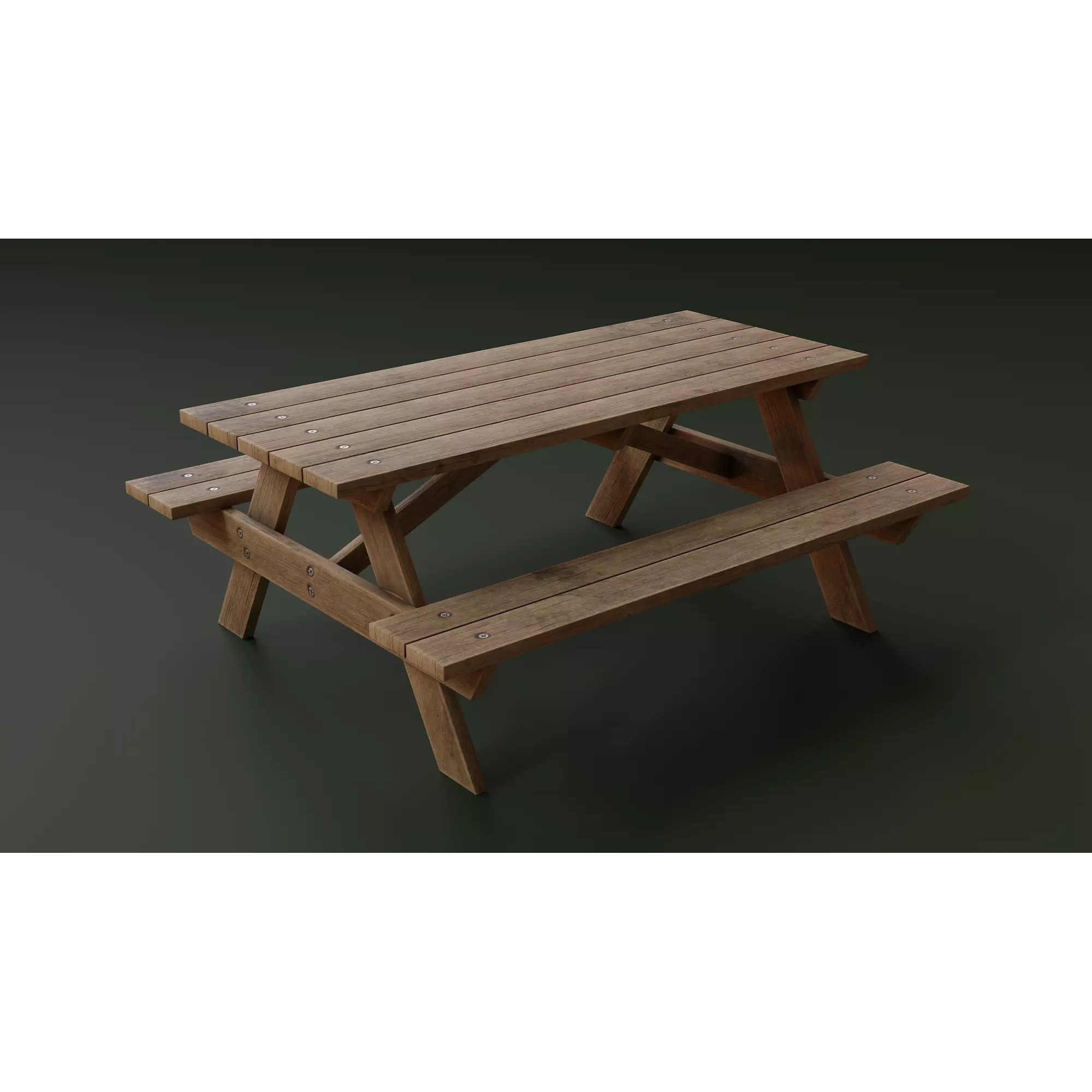 Picnic Table - Low-Poly Game-Ready 3D Model - View 2
