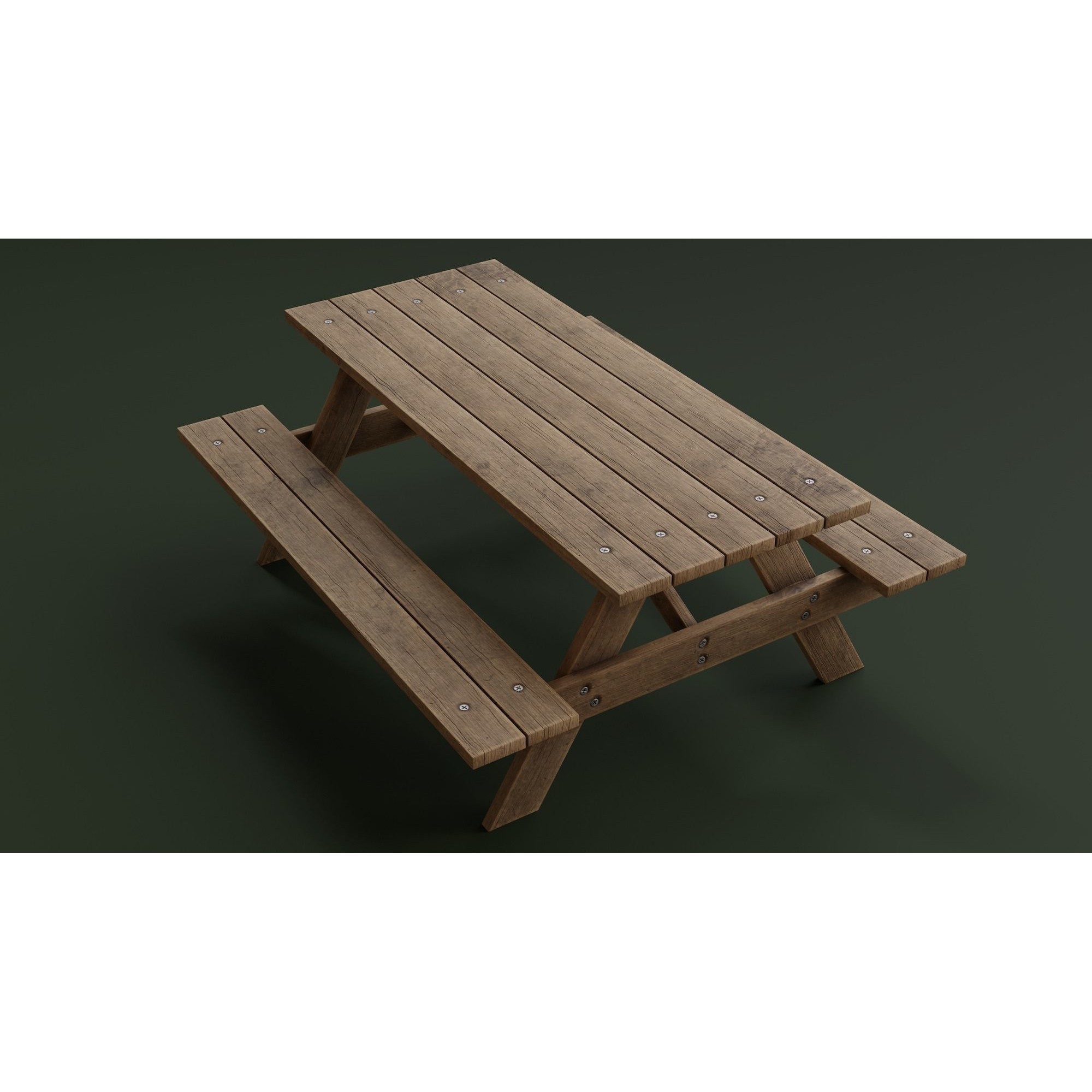 Picnic Table - Low-Poly Game-Ready 3D Model - View 4