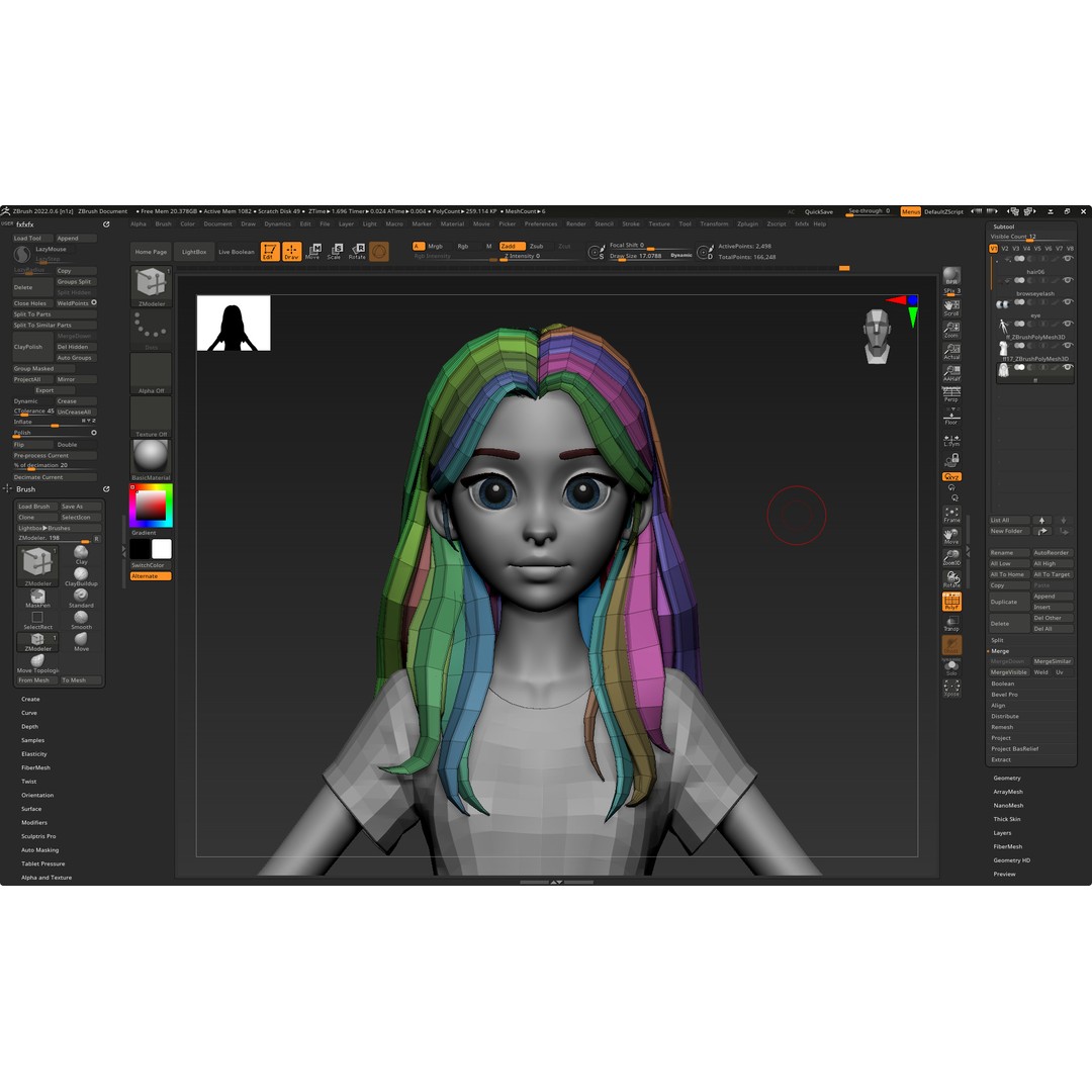 Stylized Female Hair 3D Model – Low Poly Cartoon Hair Package, FBX - View 19