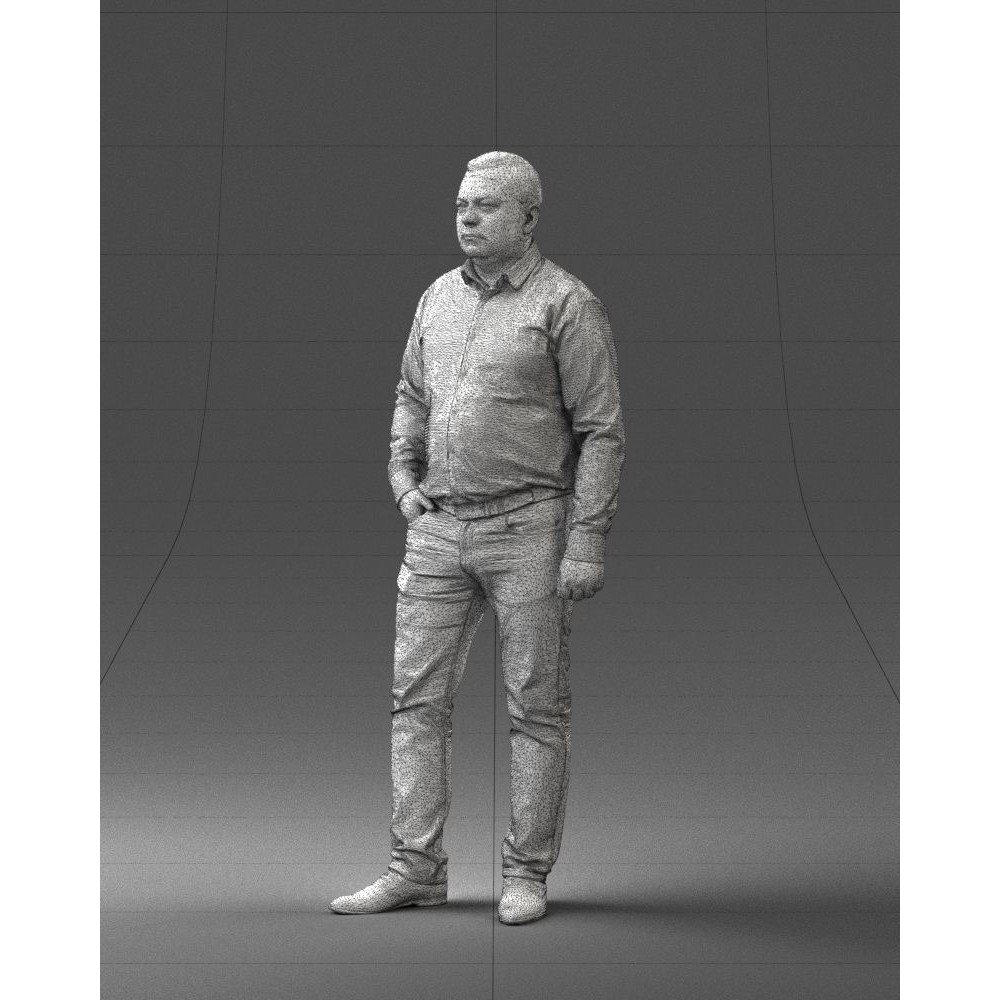 Casual Man 3D Model – Low Poly Character in Checkered Shirt, FBX