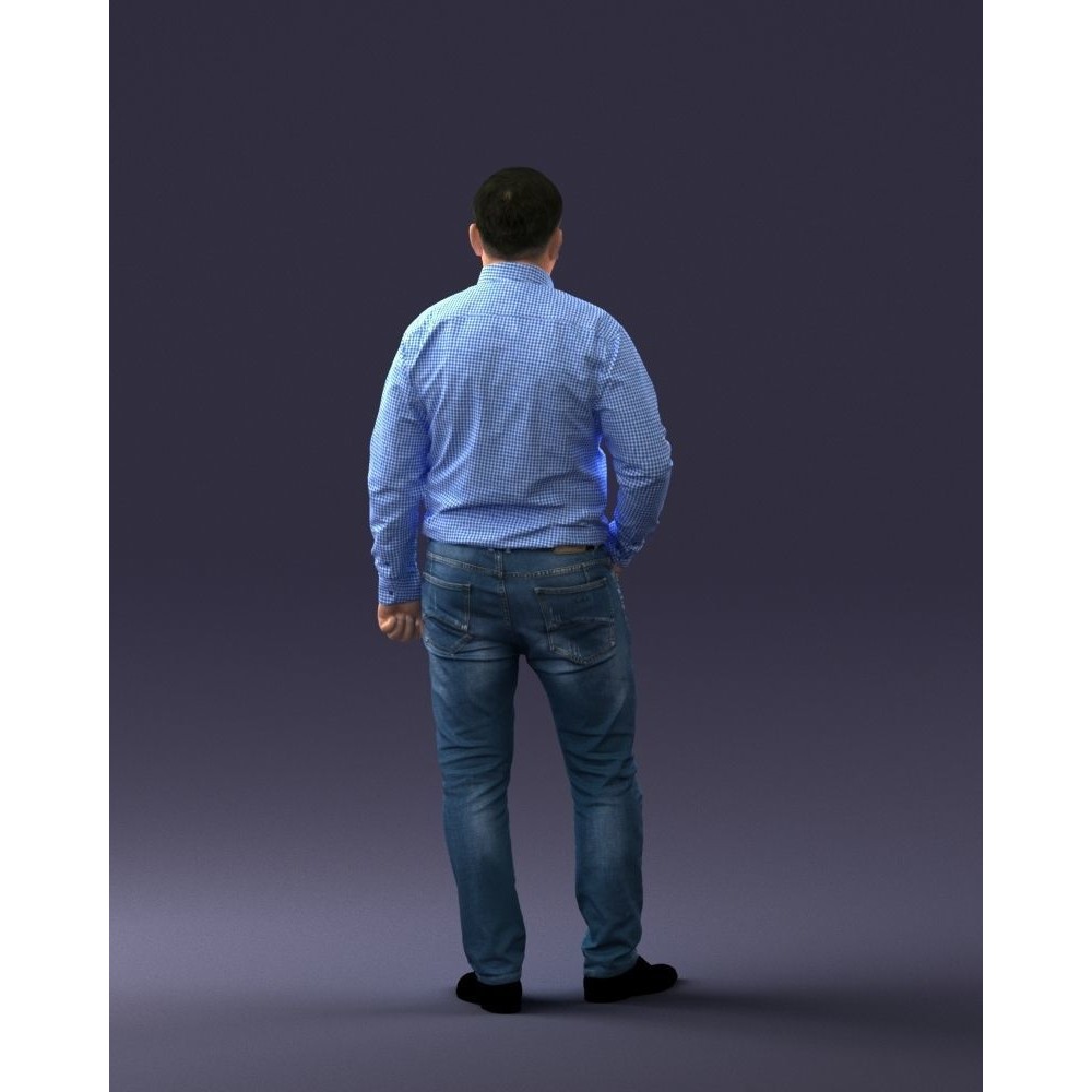 Casual Man 3D Model – Low Poly Character in Checkered Shirt, FBX - View 11