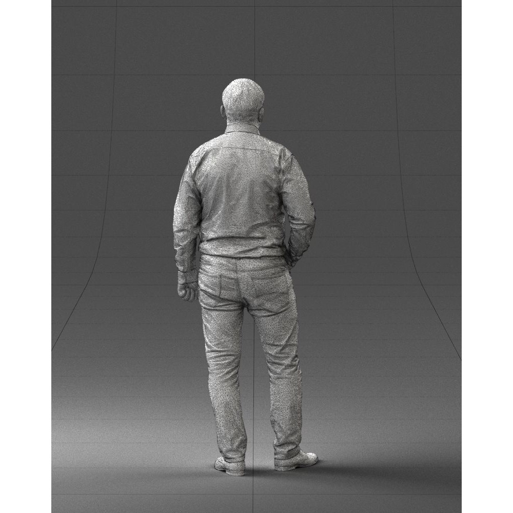 Casual Man 3D Model – Low Poly Character in Checkered Shirt, FBX - View 13