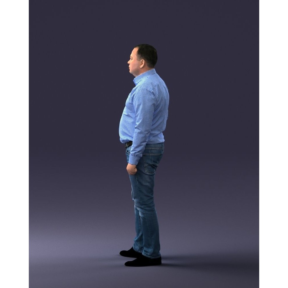 Casual Man 3D Model – Low Poly Character in Checkered Shirt, FBX - View 14