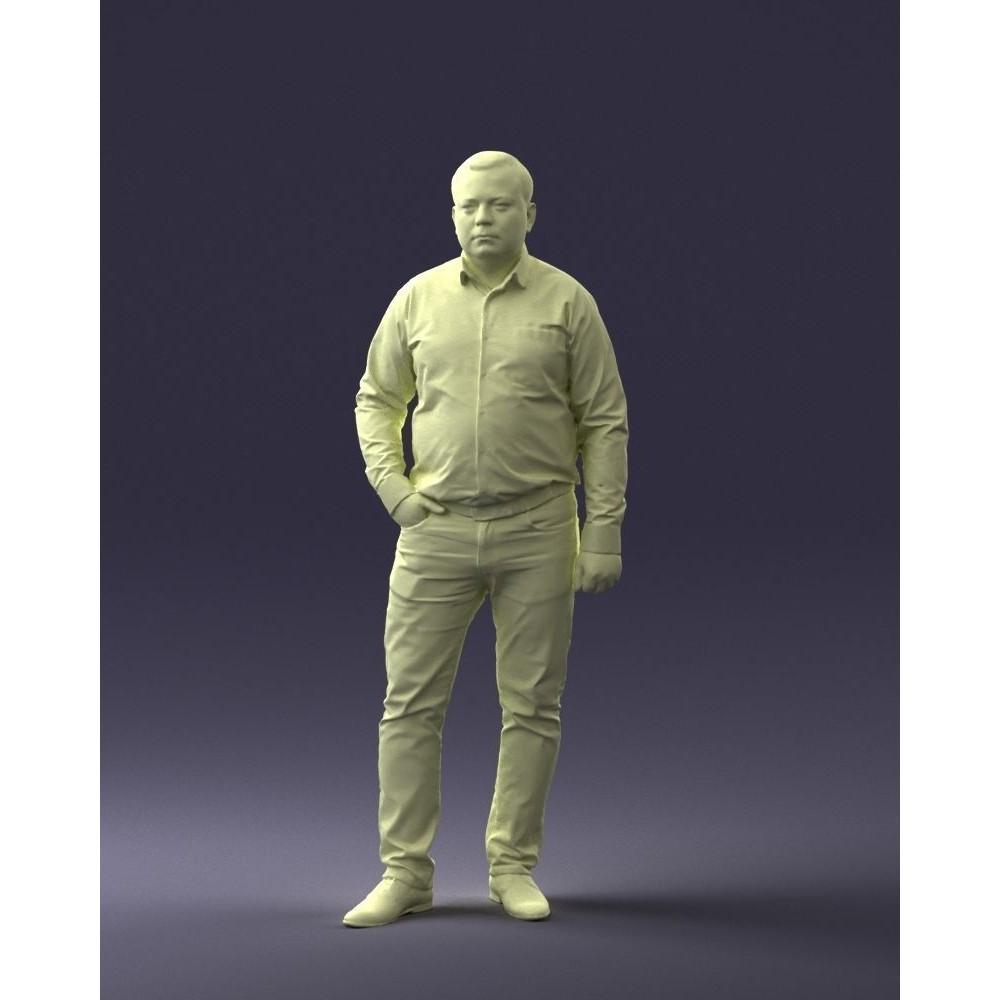 Casual Man 3D Model – Low Poly Character in Checkered Shirt, FBX - View 3