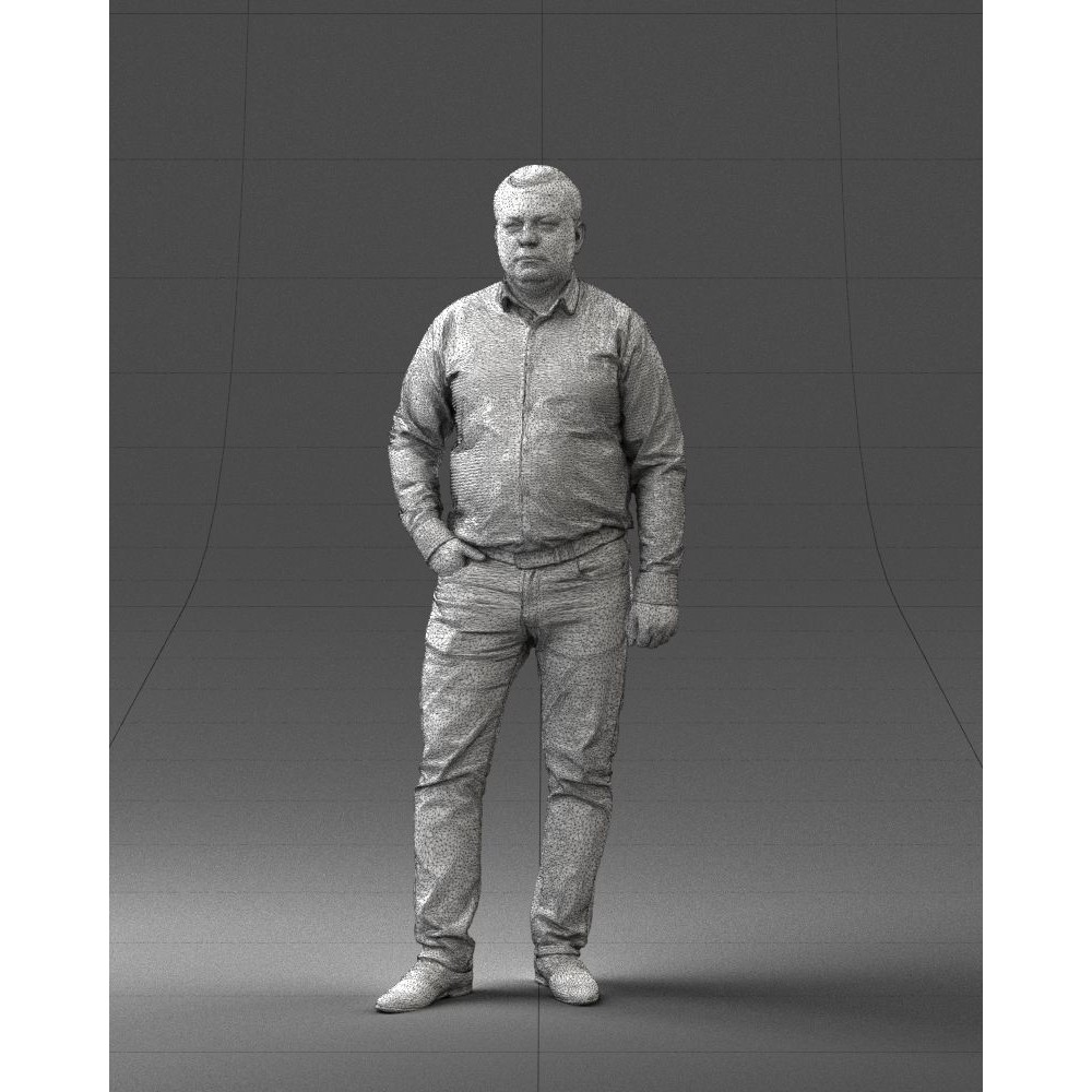 Casual Man 3D Model – Low Poly Character in Checkered Shirt, FBX - View 4