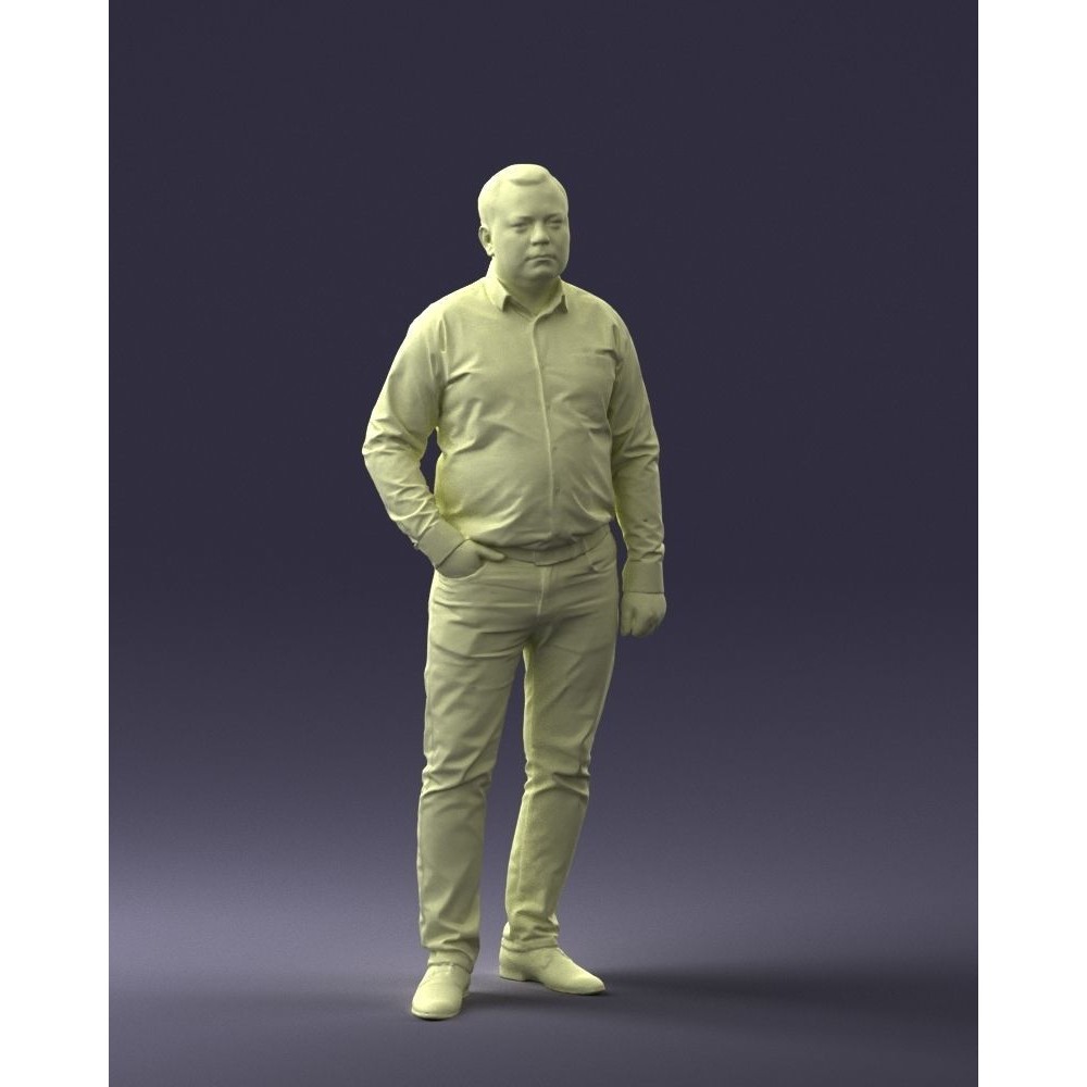 Casual Man 3D Model – Low Poly Character in Checkered Shirt, FBX - View 6
